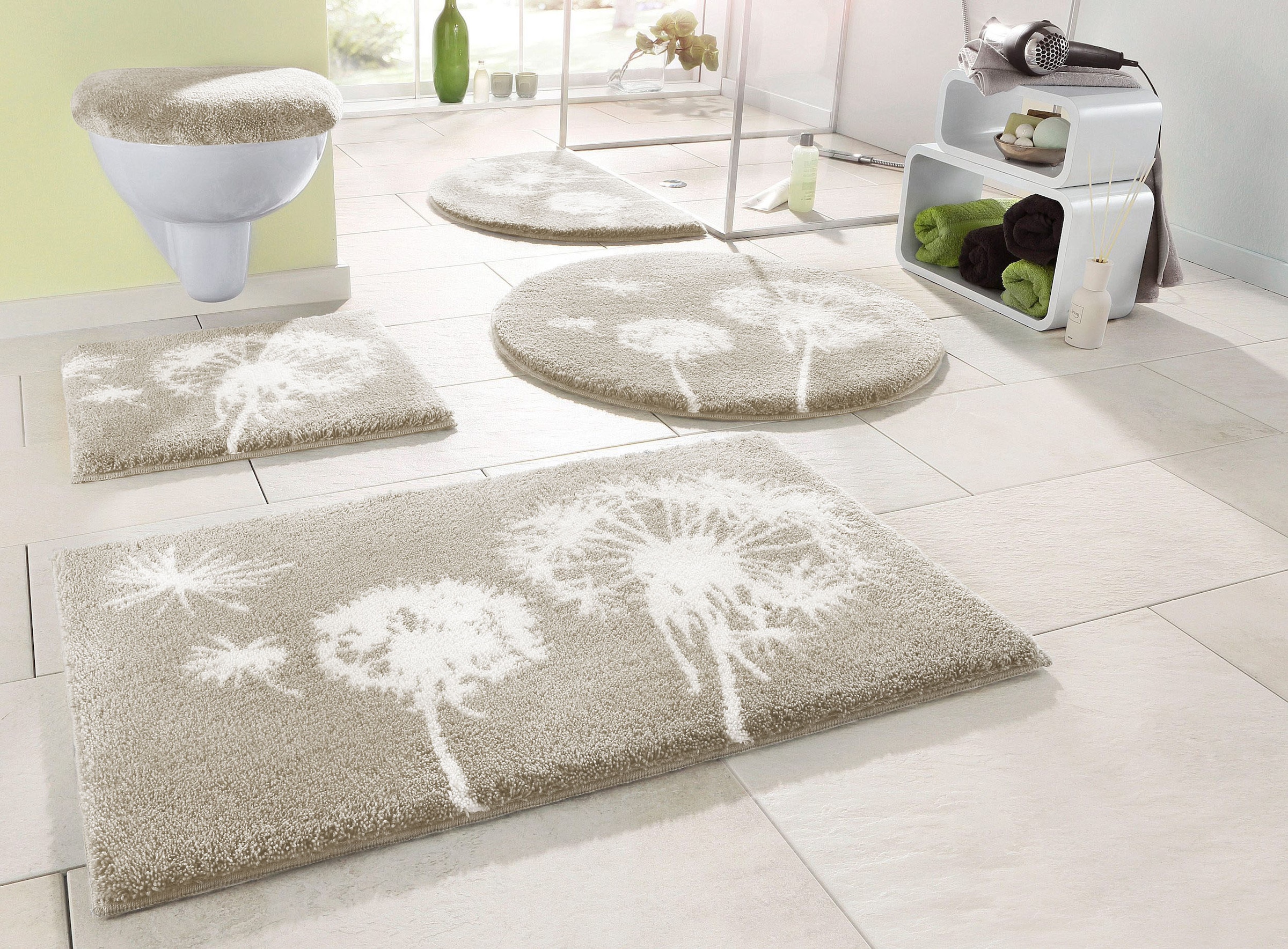 Grund Badematte "Pusteblume, Badvorleger, Badezimmer Teppich, sehr weich" H günstig online kaufen