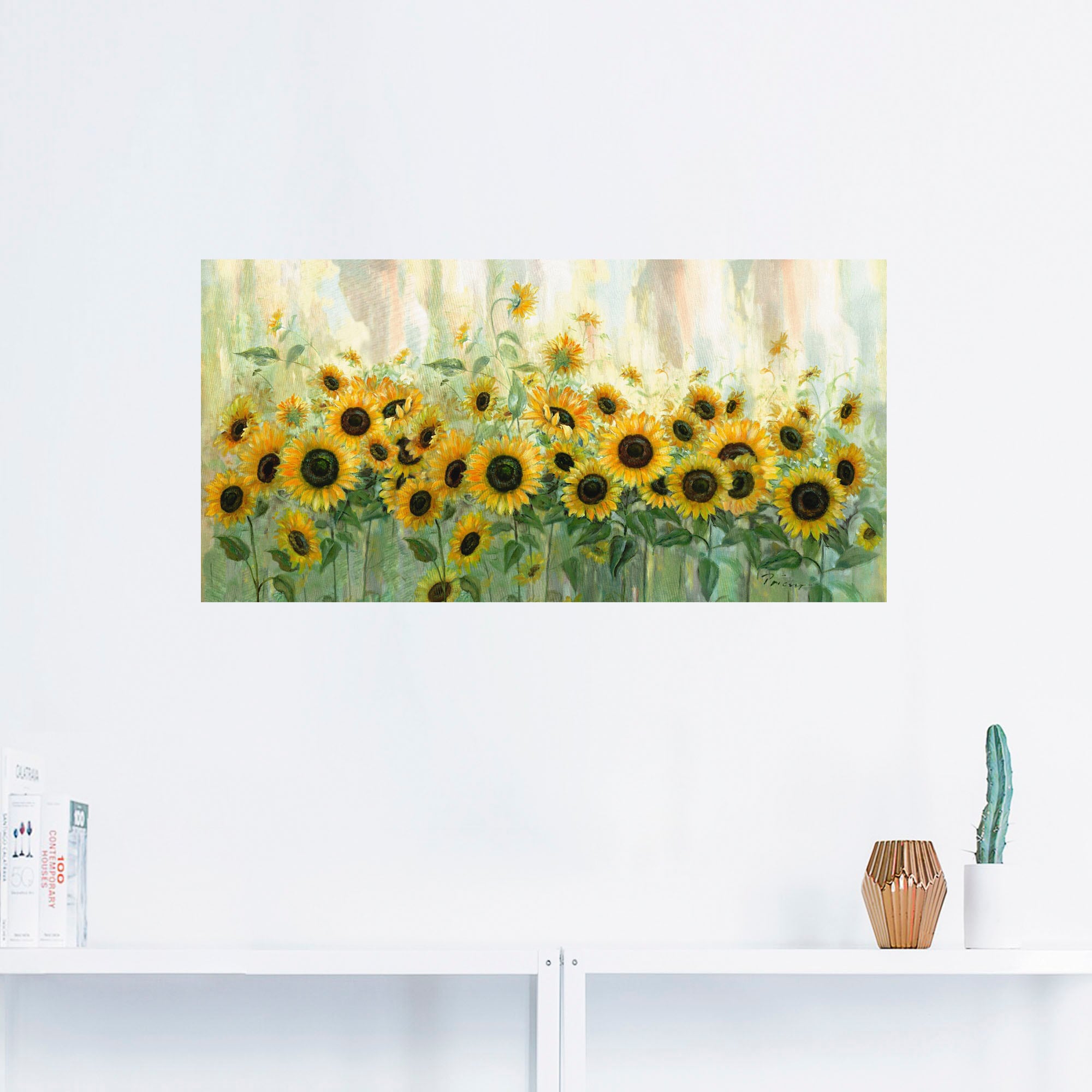 Poster (1 Wandaufkleber »Sonnenblumenwiese«, versch. bestellen St.), Leinwandbild, als in Artland | Größen oder BAUR Alubild, Wandbild Blumen,
