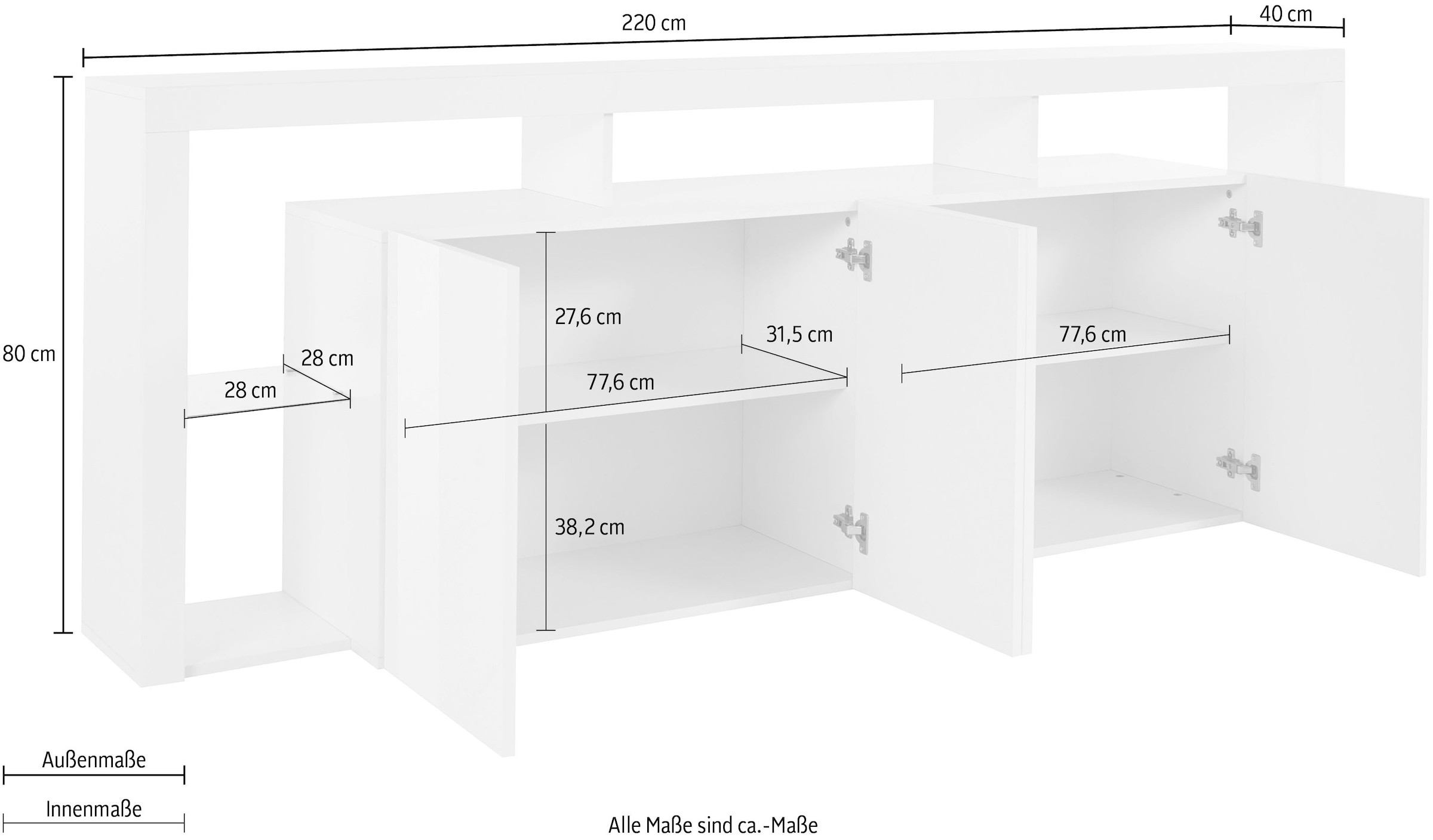 INOSIGN Sideboard »Essential«, Breite ca. 220 cm