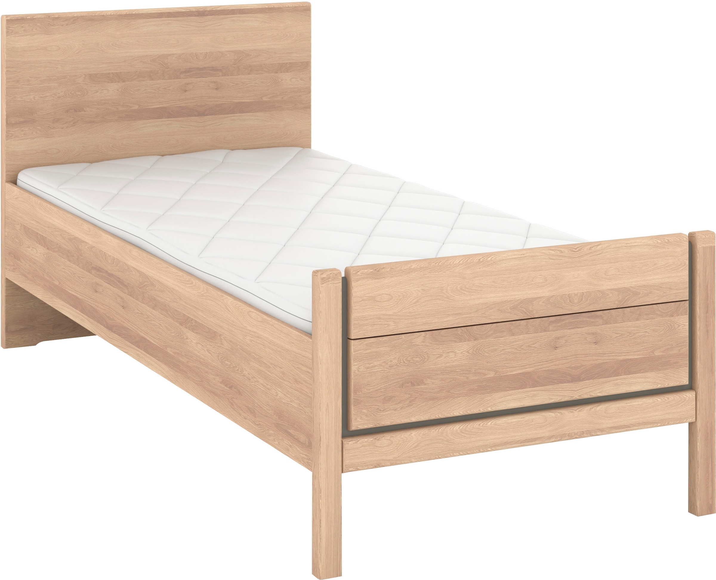 Musterring Holzbett »Sorrent, Bettgestell, Bettrahmen, teilmassiv Eiche« MADE IN GERMANY,  Eiche teilmassiv, Liegehöhenverstellung, Stollenfußteil