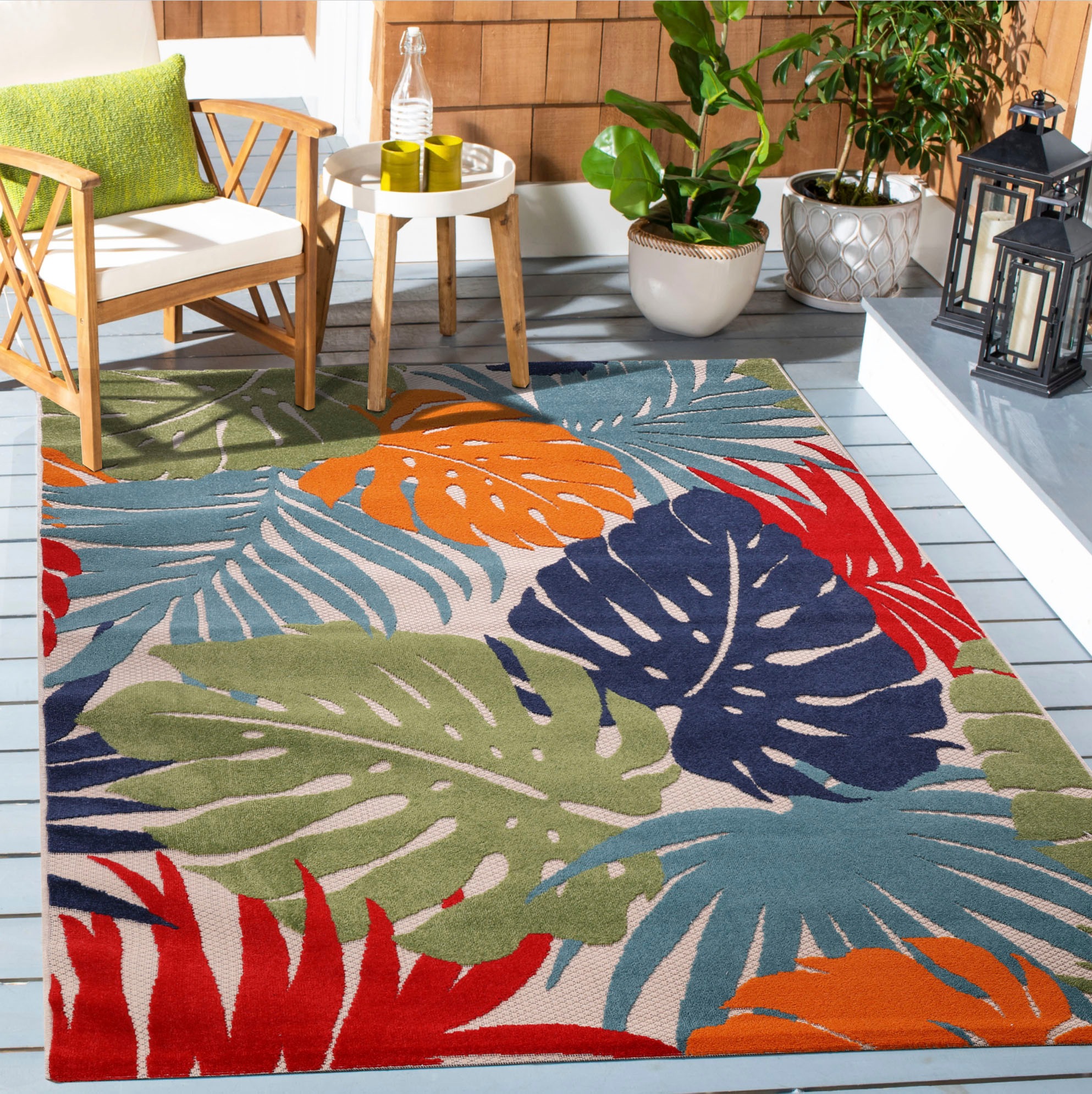 Sanat Teppich "Floral Outdoor, auch als Läufer und Rund" rechteckig 6 mm Höhe In- und Outdoor geeignet, florales Design, Balkon, Terasse