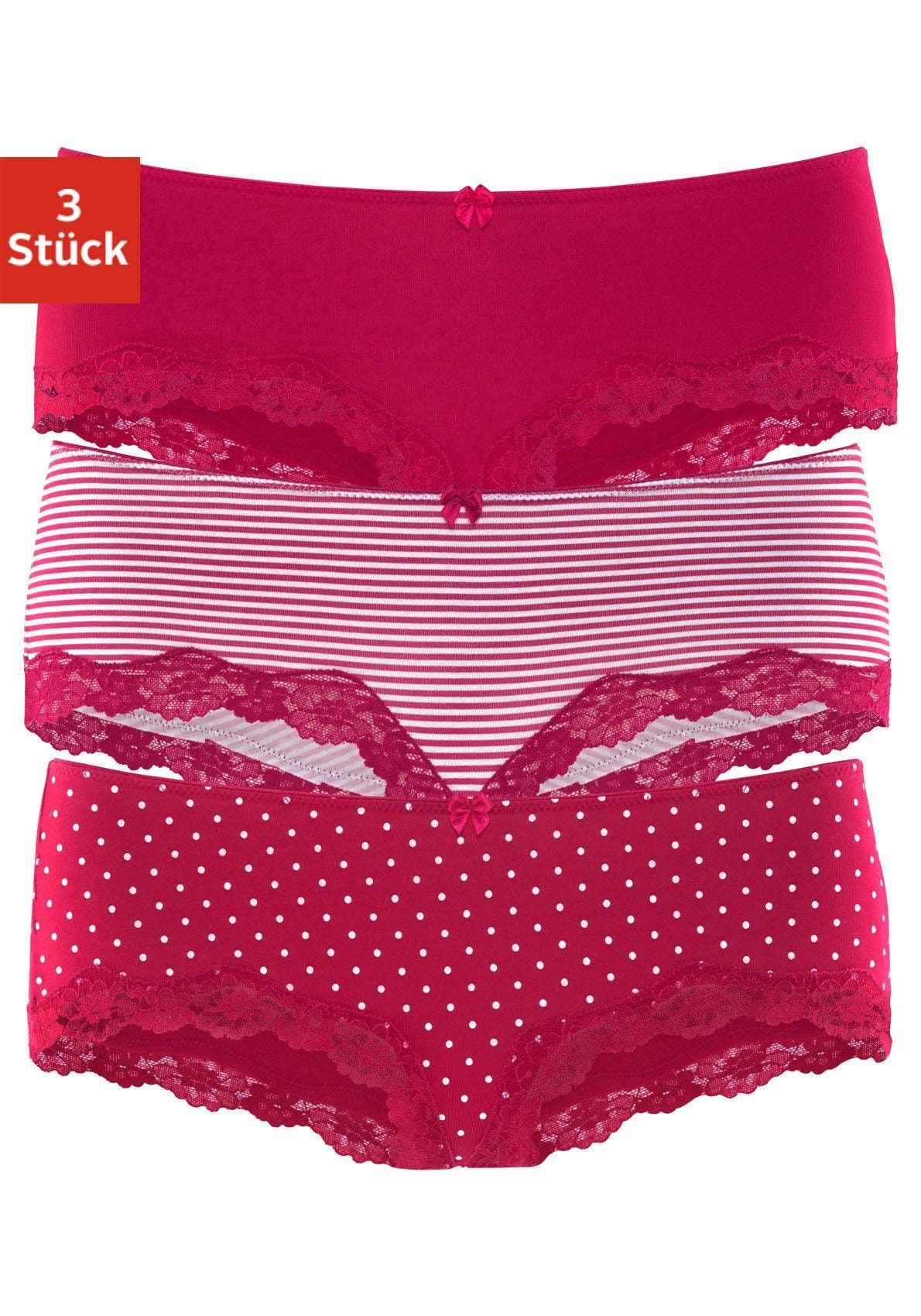 online BAUR Panty, LASCANA 3 mit kaufen elastischer Spitze Baumwolle (Packung, St.), zarter | aus