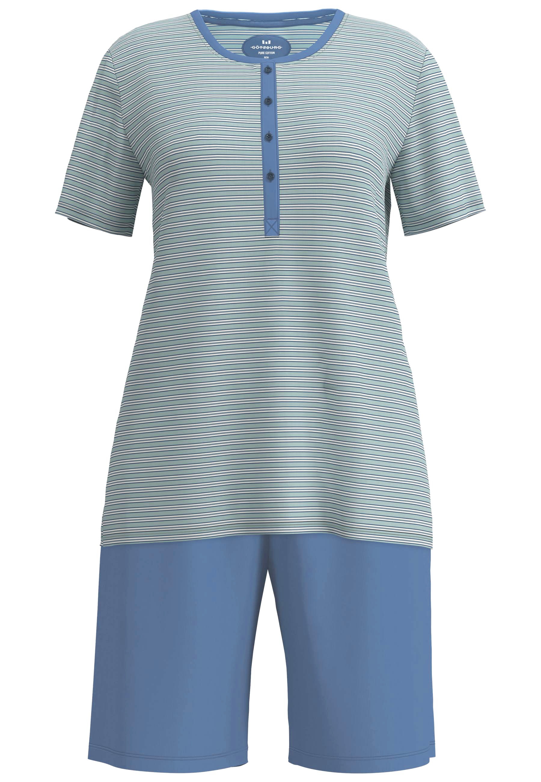 GÖTZBURG Shorty gestreift, kurz, mit Knopfleiste, Rundhalsausschnitt, Baumw günstig online kaufen