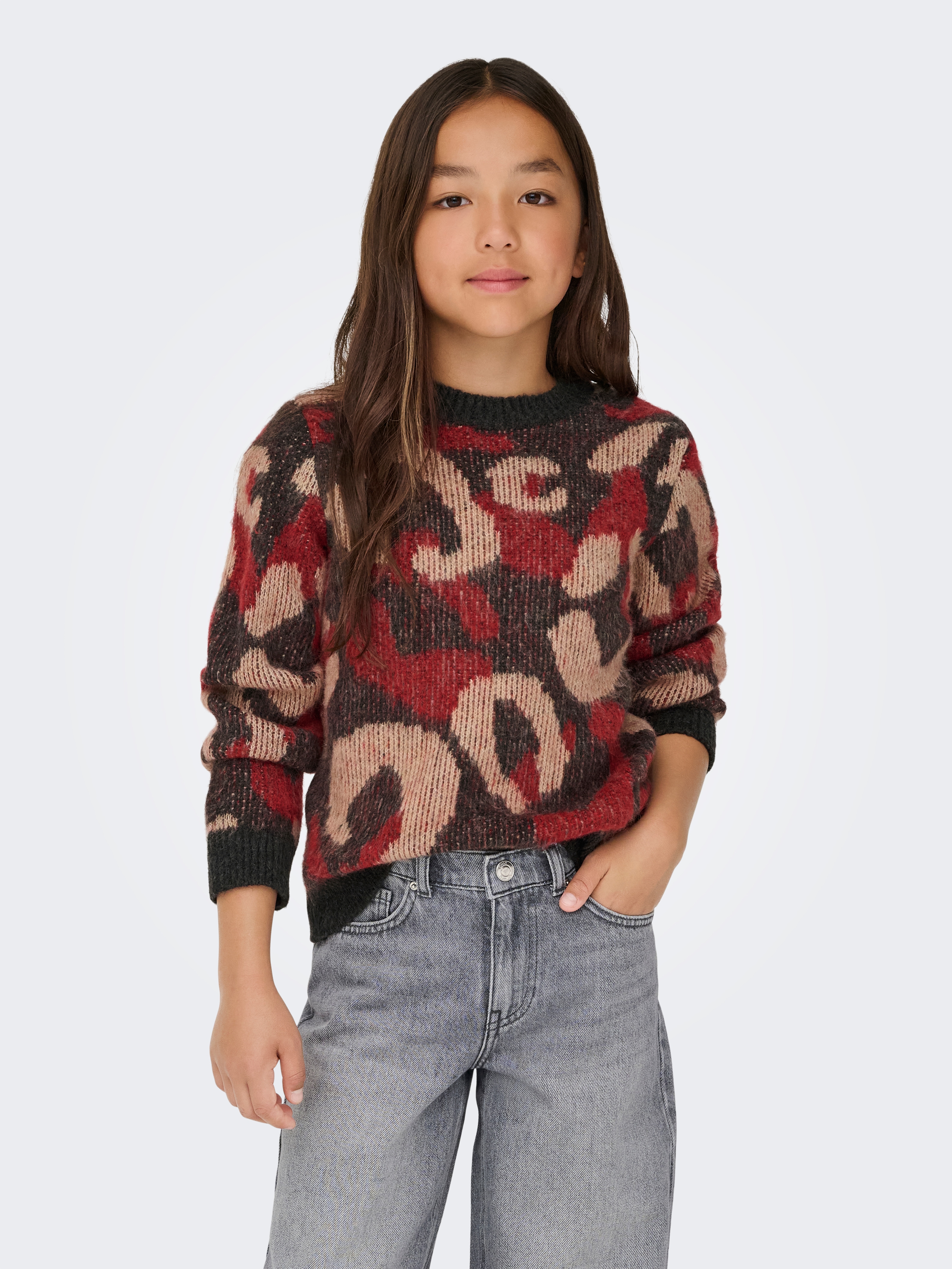 KIDS ONLY Rundhalspullover "KOGWILD L/S JQ O-NECK KNT"