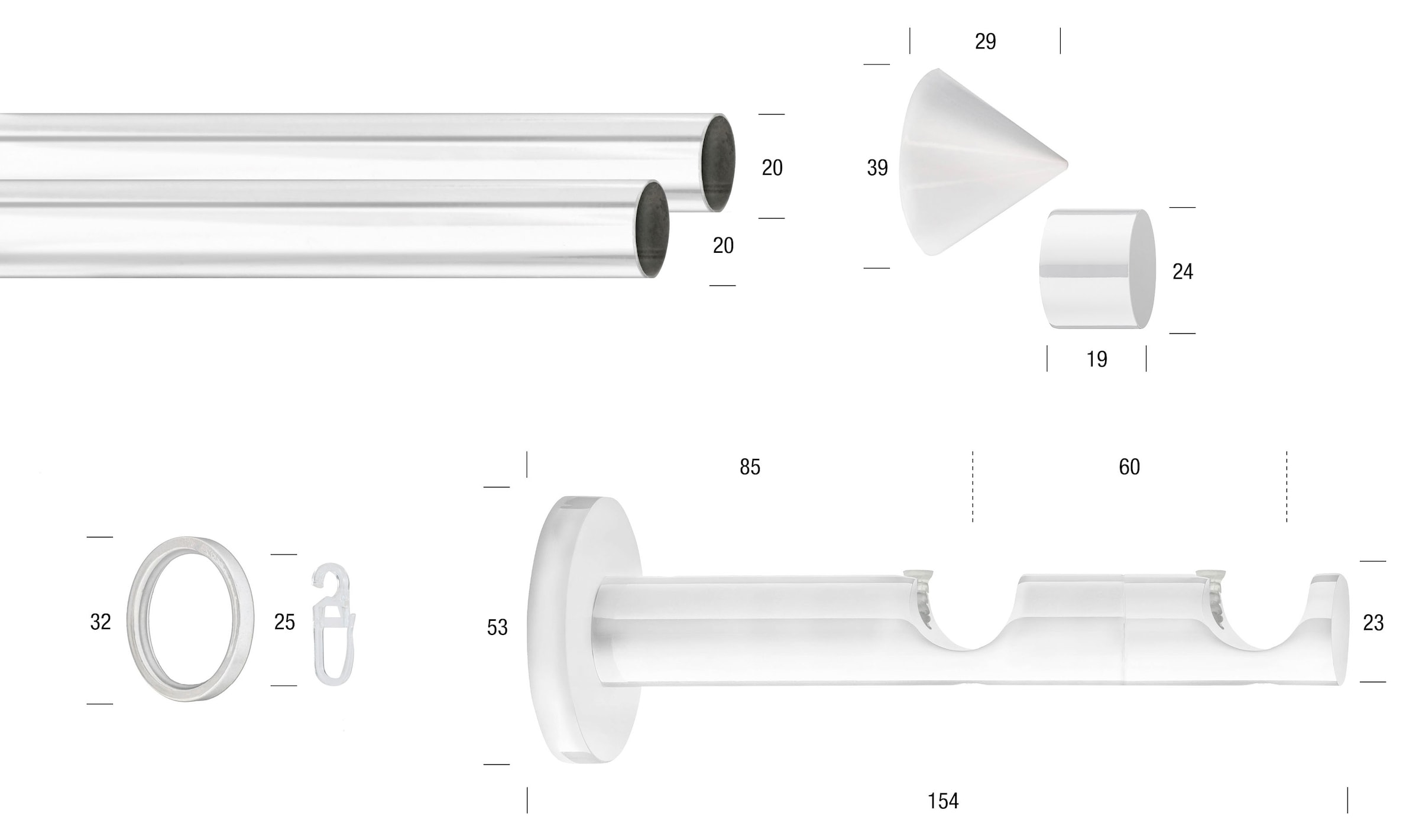 GARESA Gardinenstange "WHITE" Ø 20 mm 2 läufig-läufig Wunschmaßlänge Vorhan günstig online kaufen