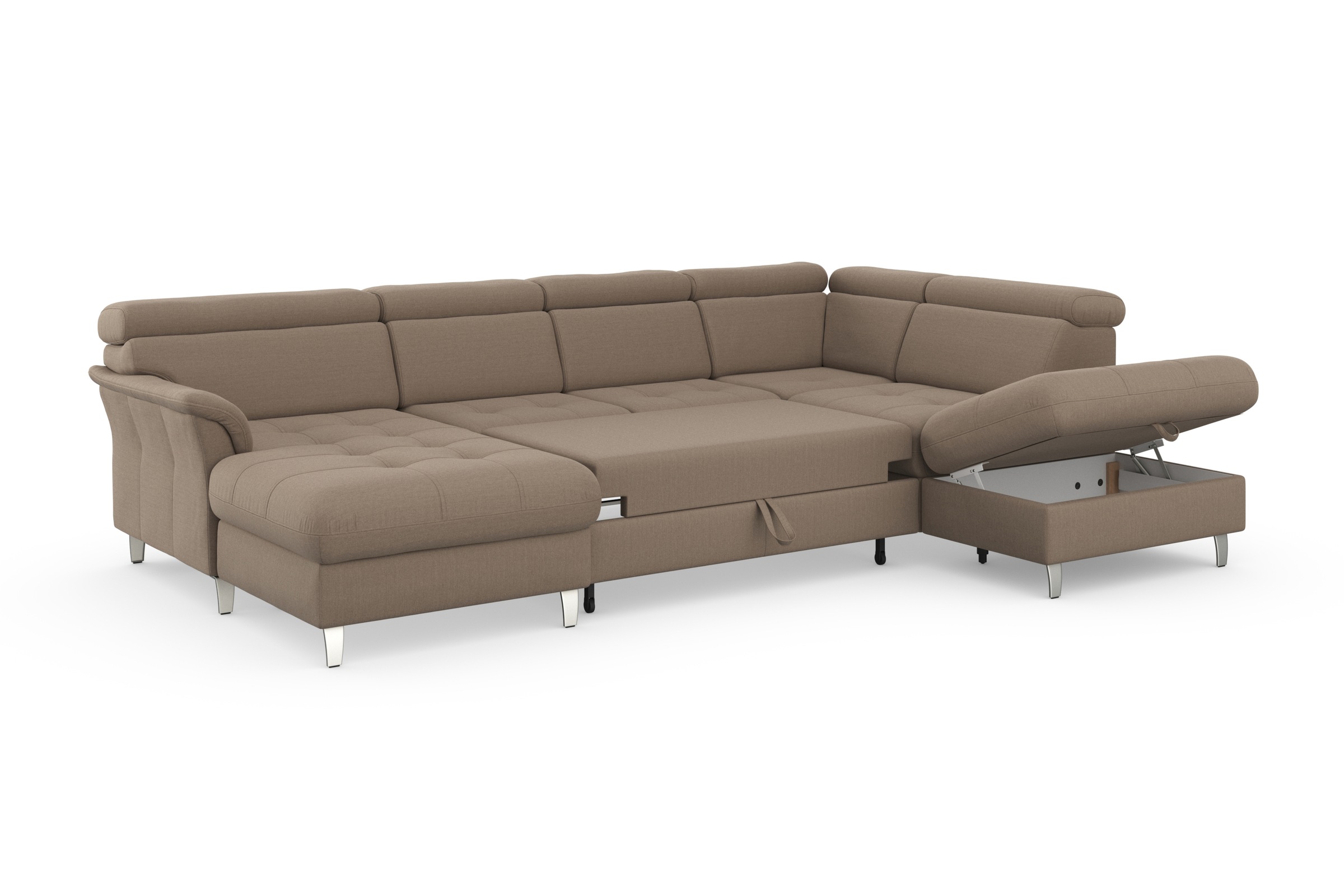 sit&more Wohnlandschaft »Marano U-Form«, inklusive Kopfteilverstellung, wahlweise mit Bettfunktion, Bettkasten