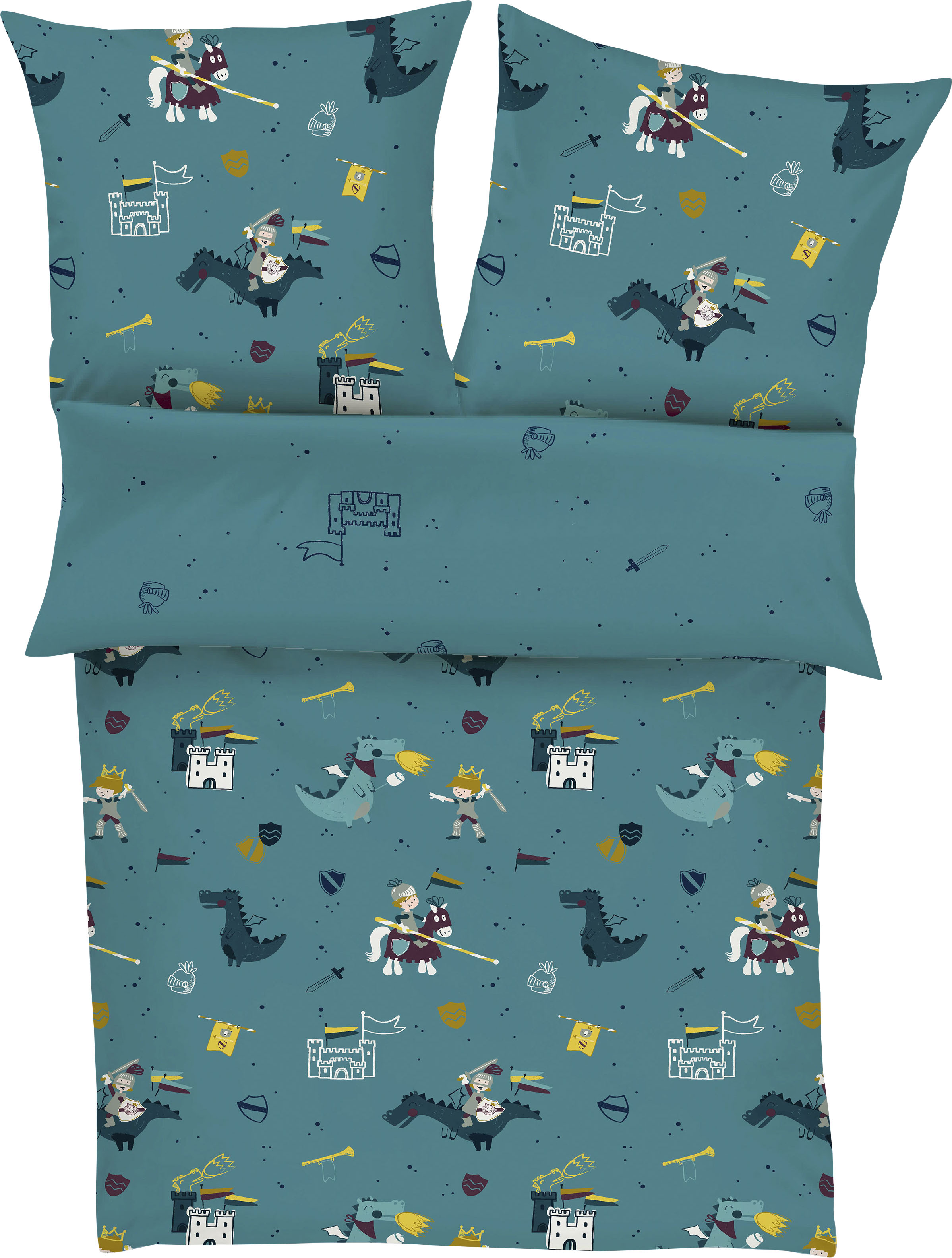 s.Oliver Kinderbettwäsche "Ritter und Drache" mit Rittermotiven, 100% Baumwolle
