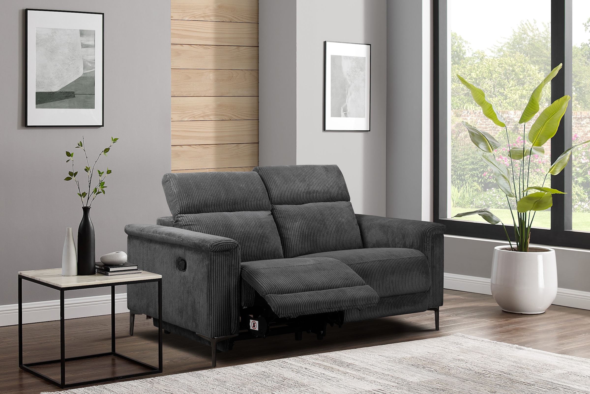 OTTO home 2-Sitzer »LUND Cord, 160 cm, manuelle o. elektrische Relaxfunktion« USB-C bei elektrischer Ausführung, mit Kopfteilverstellung