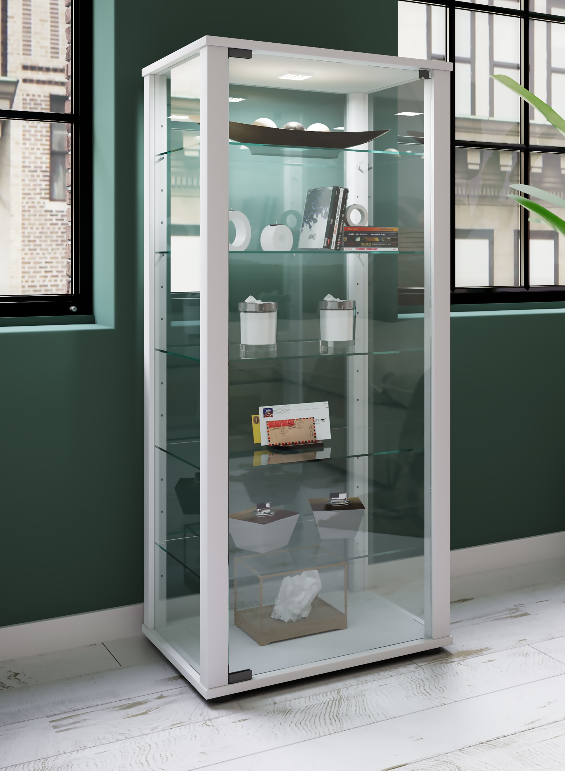 VCM Standvitrine »Holz Glas Stand Vitrine Sammelvitrine Kavisa L« 1 Stk. tlg.
