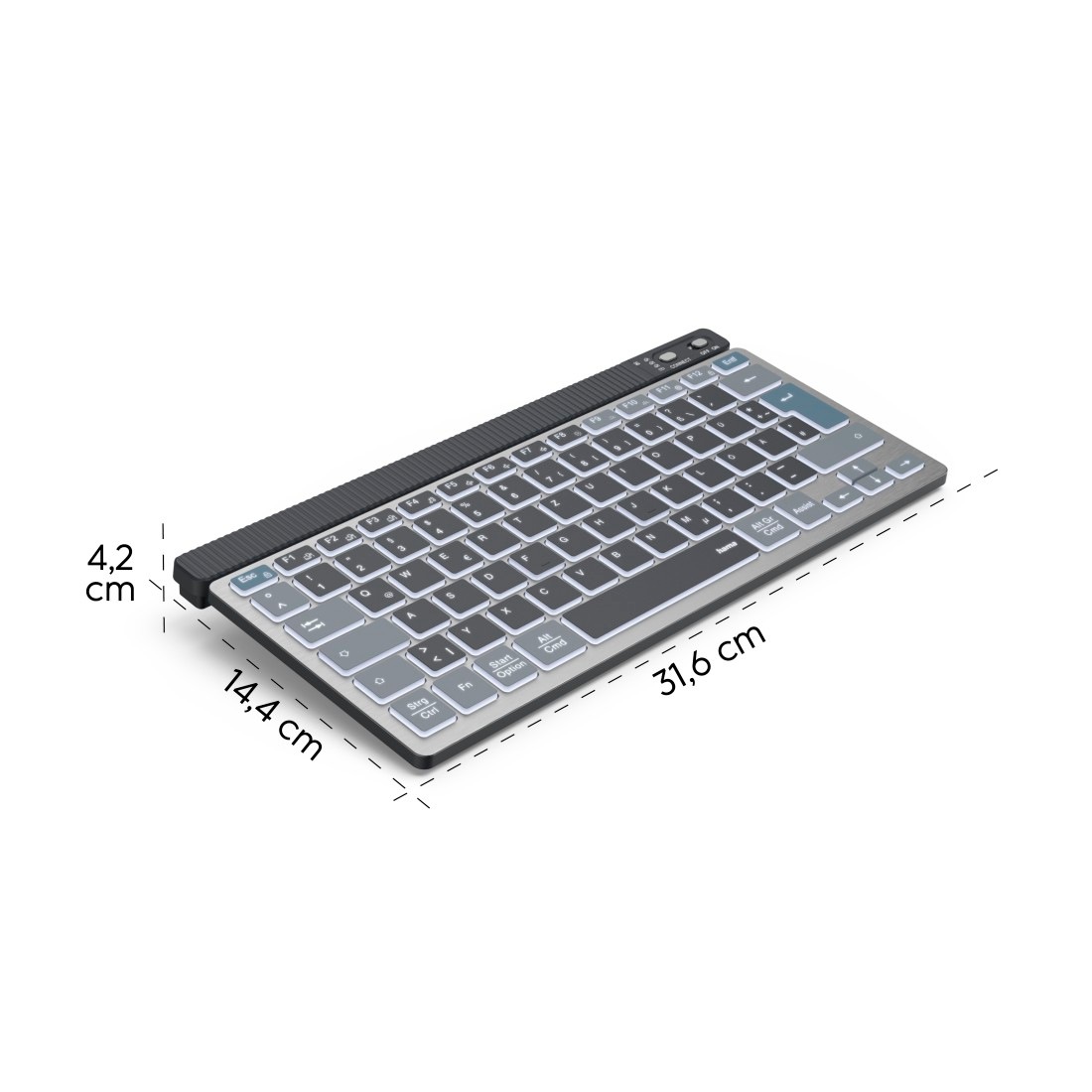 Hama Tastatur »Tastatur WK-700 (kabellos, beleuchtet, QUERTZ, Multi-Device, klein)«
