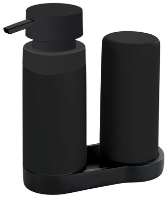 WENKO Zubehöraufbewahrungsständer "Easy Squeez-e", (Spülstation) Schwarz, Spülbecken-Organizer, Silikon, 250 ml