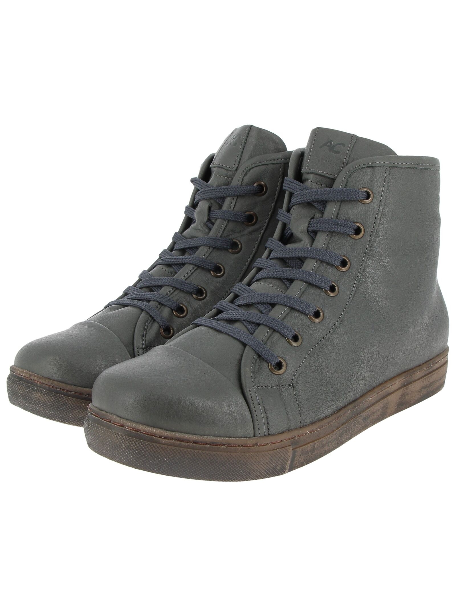 Schnürstiefelette ANDREA CONTI "Andrea Conti Stiefelette Leder", Damen, Gr. 38, grau, Leder, Schuhe Schnürstiefelette 3