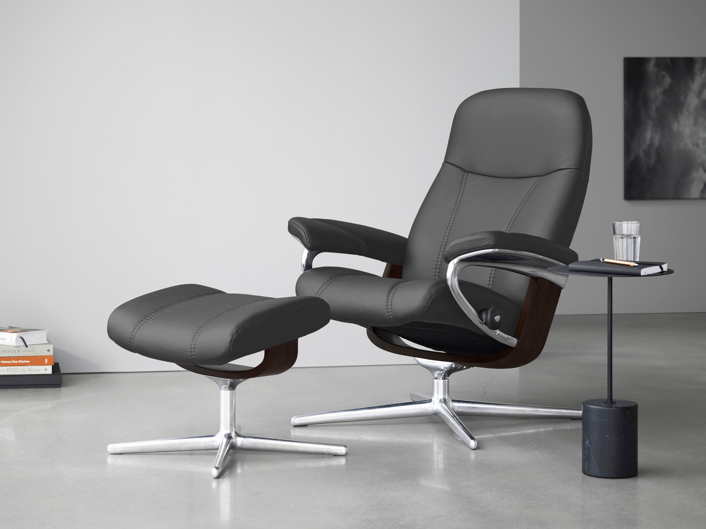 Stressless Fußhocker "Consul", mit Cross Base, Größe S, M & L, Holzakzent Braun