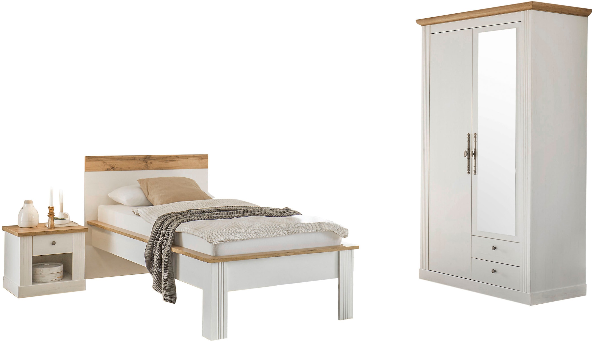Home affaire Schlafzimmer-Set »Westminster«, beinhaltet 1 Bett, Kleiderschrank 2-türig und 1 Nachtkommode