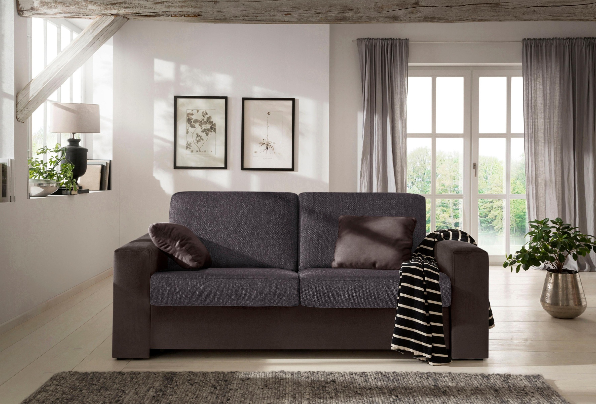 Home affaire Schlafsofa »Roma Matratzenhöhe 14 cm«, Dauerschlaffunktion, mit Unterfederung, Lattenrost, Matratze