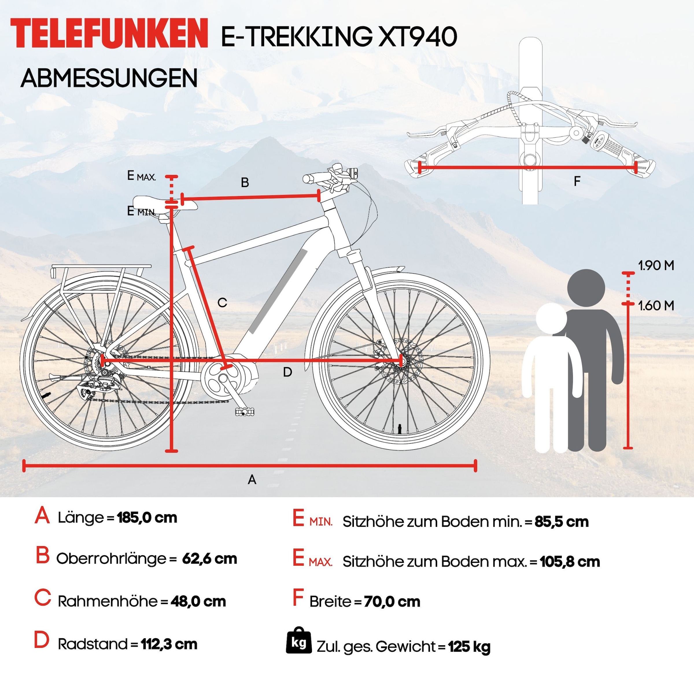 Telefunken E-Bike »E-Trekking Expedition XT490 Damen«, 8 Gang, Shimano, Altus, Heckmotor 250 W, Pedelec, Elektrofahrrad, Damen, innerhalb StVZO, 28 Zoll