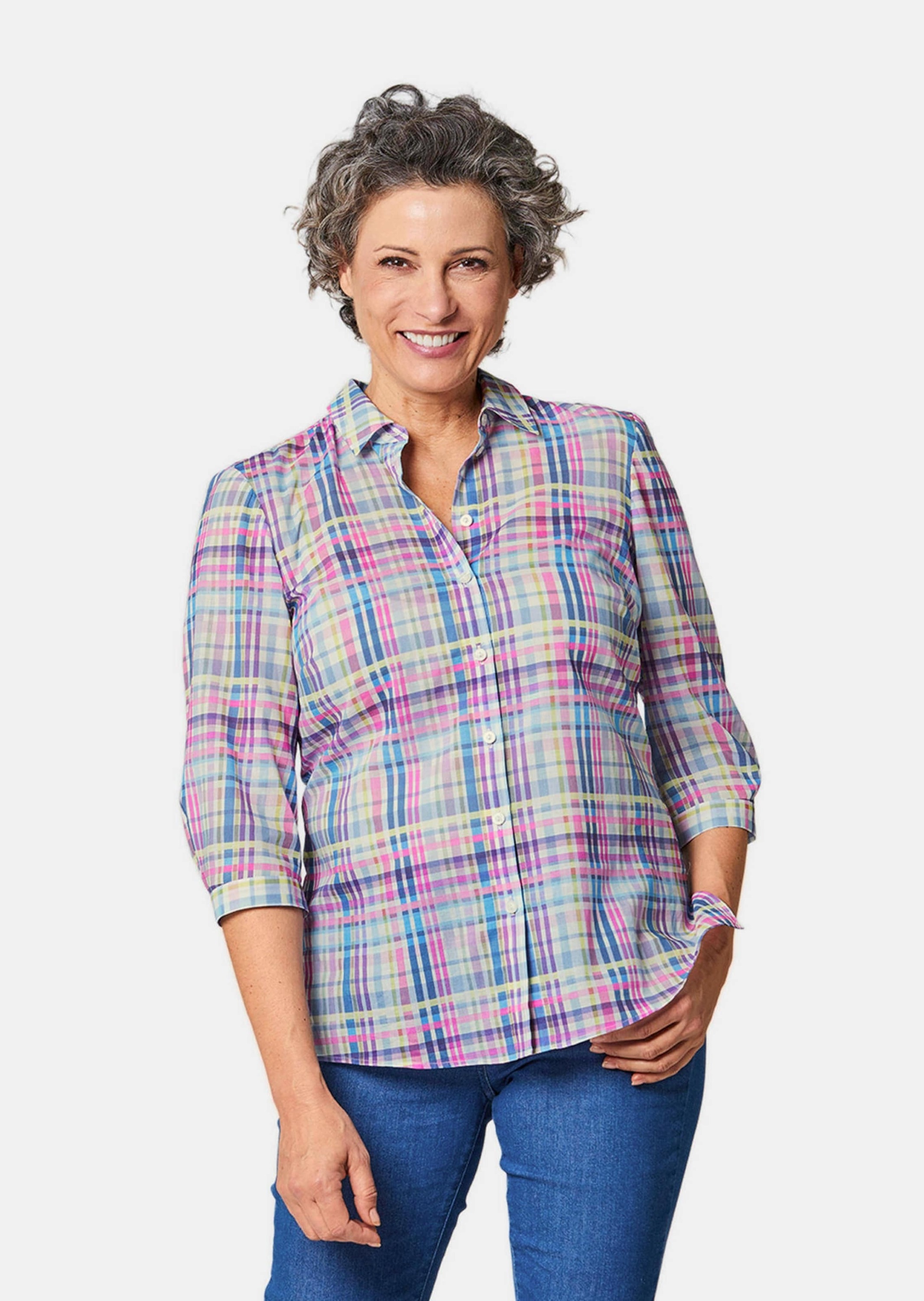 GOLDNER Hemdbluse "Kurzgröße Feminine Hemdkragenbluse im Karodessin" Digita günstig online kaufen