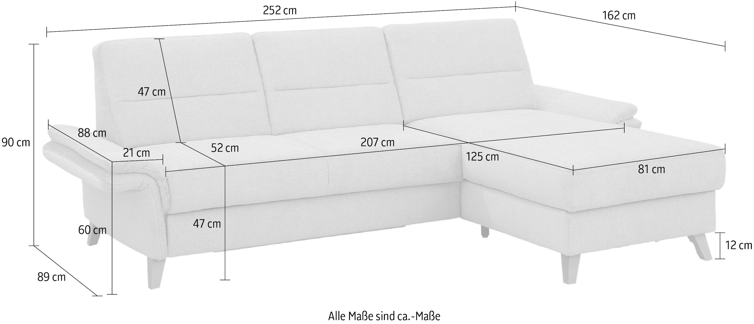 Home affaire Ecksofa »Westerland L-Form«, Federkern-Polsterung, wahlweise mit Bettfunktion, Bettkasten
