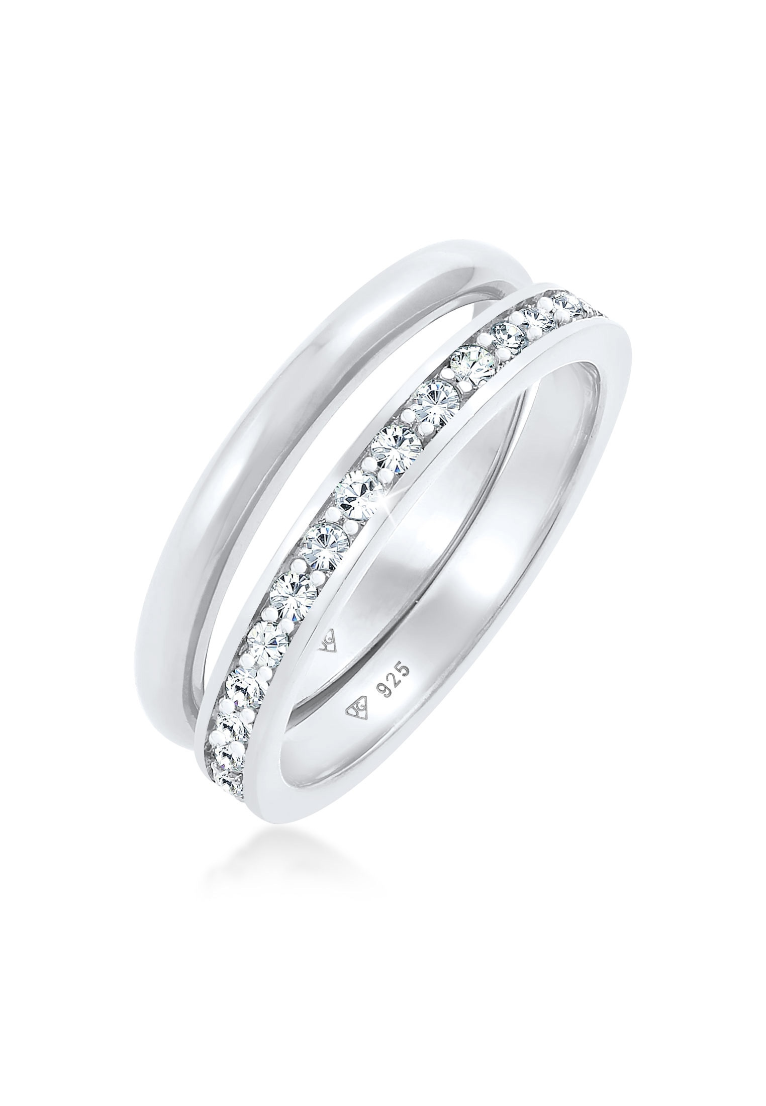 Solitärring ELLI "Set mit Kristallen von Swarovski925 Sterling Silber" Gr. 56, silber, Fingerringe, Damen, 56mm,mit Steinen, Silber 925 (Sterlingsilber)