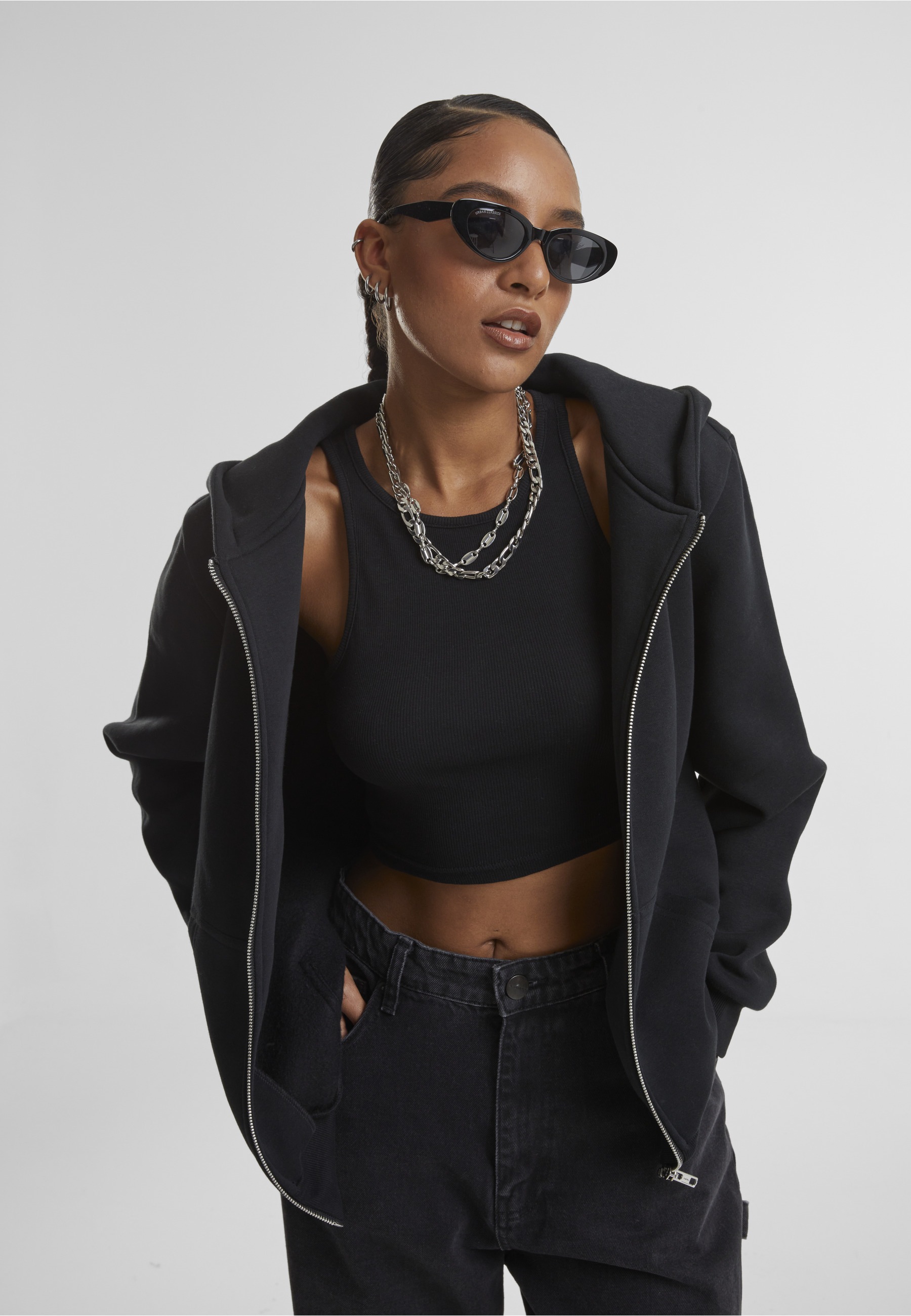 URBAN CLASSICS Cardigan »Urban Classics Ladies Fluffy Zip Cardigan« 1
