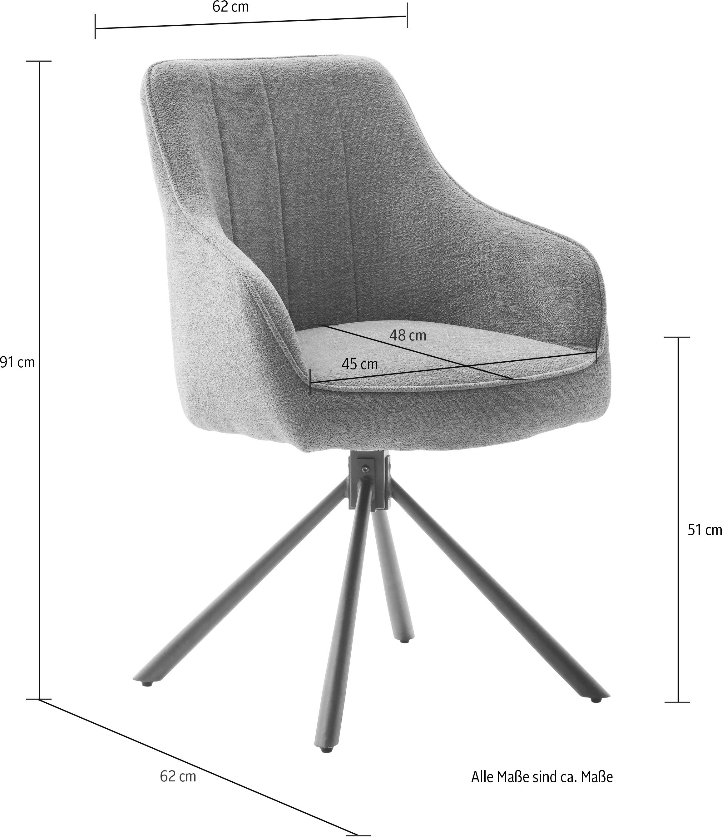 MCA furniture Esszimmerstuhl »KASAMA«, Strukturstoff, (2er-Set), 180° drehbar, Belastbarkeit120 kg, Sitzhöhe ca. 51 cm