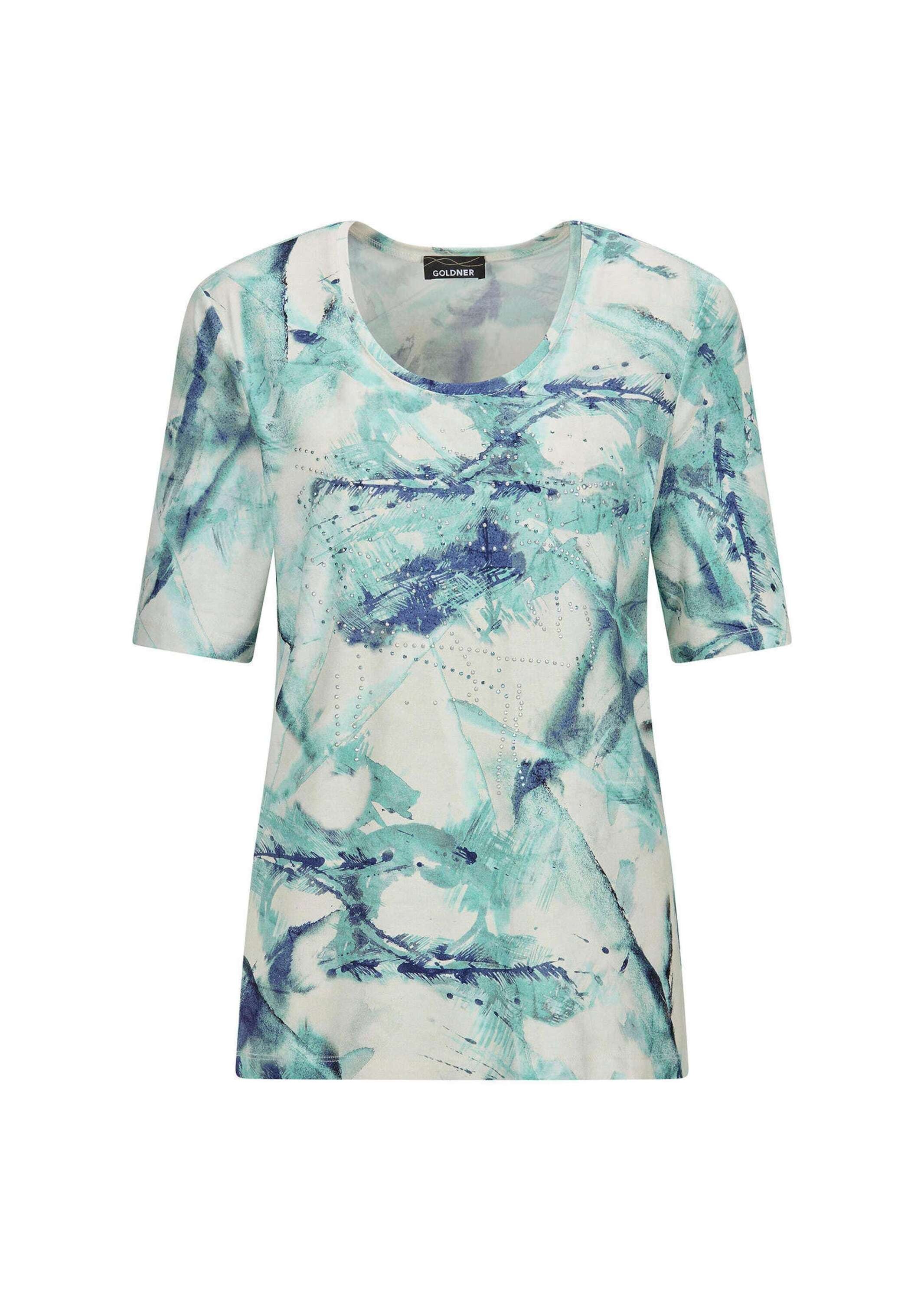 GOLDNER Print-Shirt "Kurzgröße Jersey-Shirt mit Glitzersteinchen" günstig online kaufen