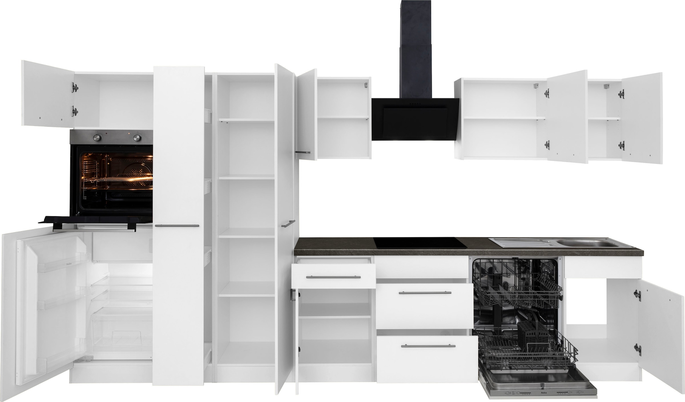 wiho Küchen Küchenzeile »Unna«, mit E-Geräten, Breite 360 cm