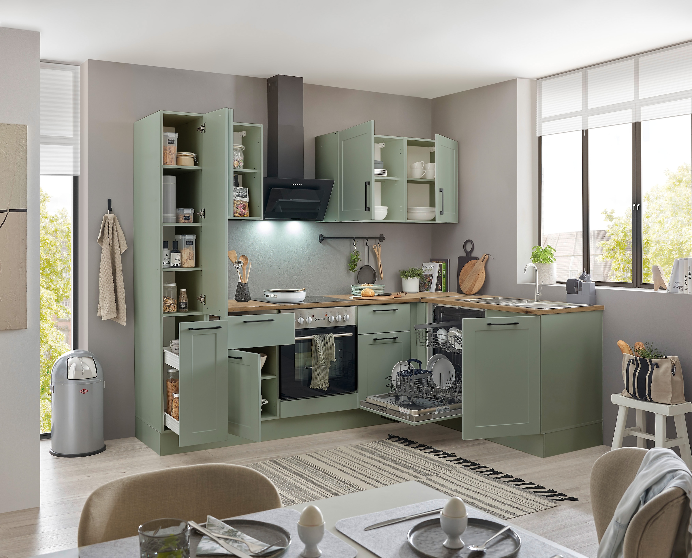 BASIC by Balculina Winkelküche »Marsi«, Stellmaße 250x175 cm, wahlweise mit E-Geräten, Soft-Close-Funktion