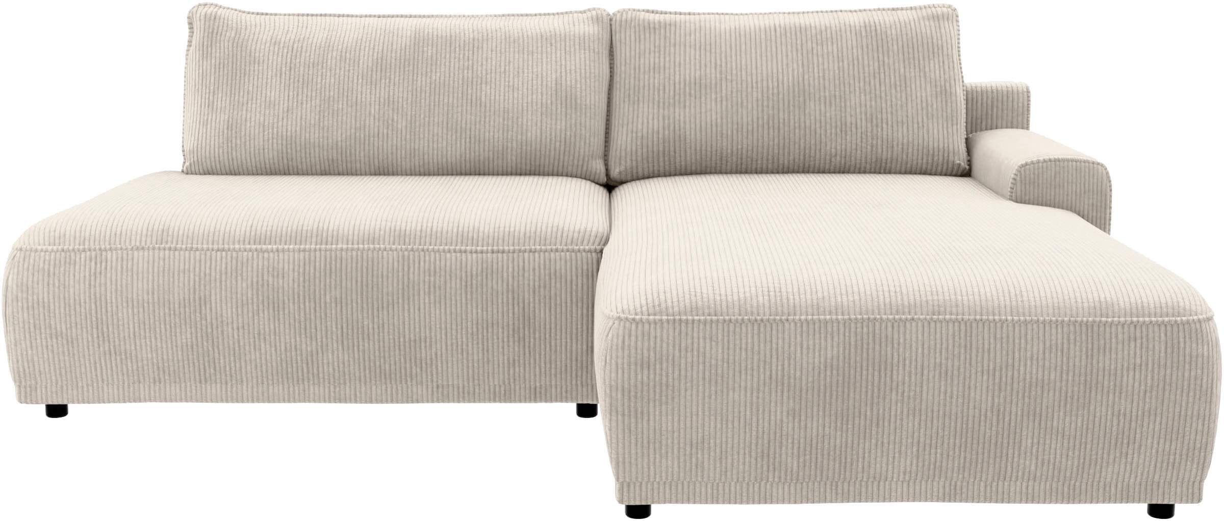 TRENDMANUFAKTUR Ecksofa »Fordon II, Schlafsofa mit Bettkasten, Couch in L-Form, Breite 250 cm«, in Cordstoff HYPER, cream, Armlehne rechts