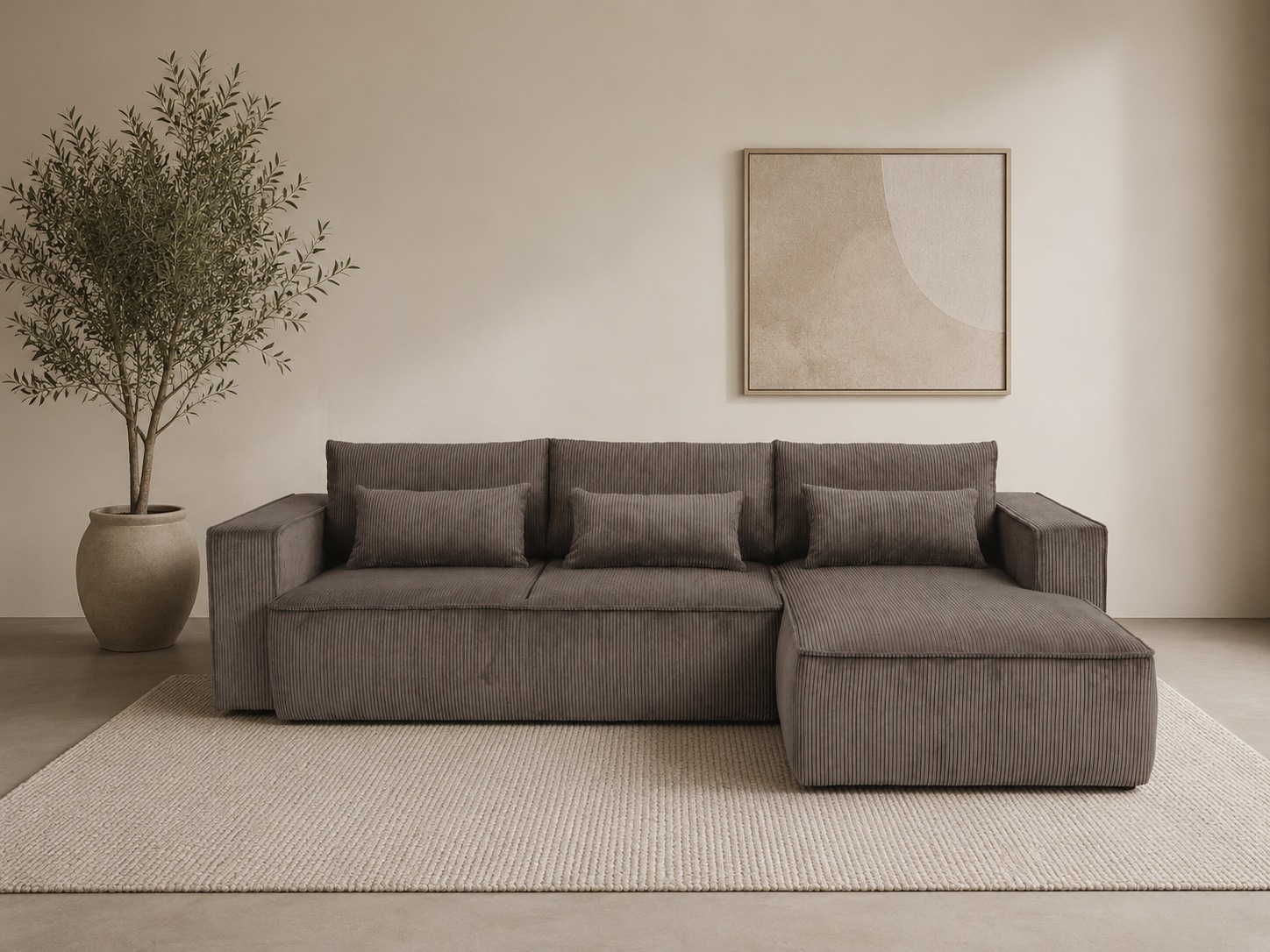 OTTO home Ecksofa "Tillian, Schlafsofa" Breite 294 cm, Breitkord, Sitzfläche mit Taschenfederkern