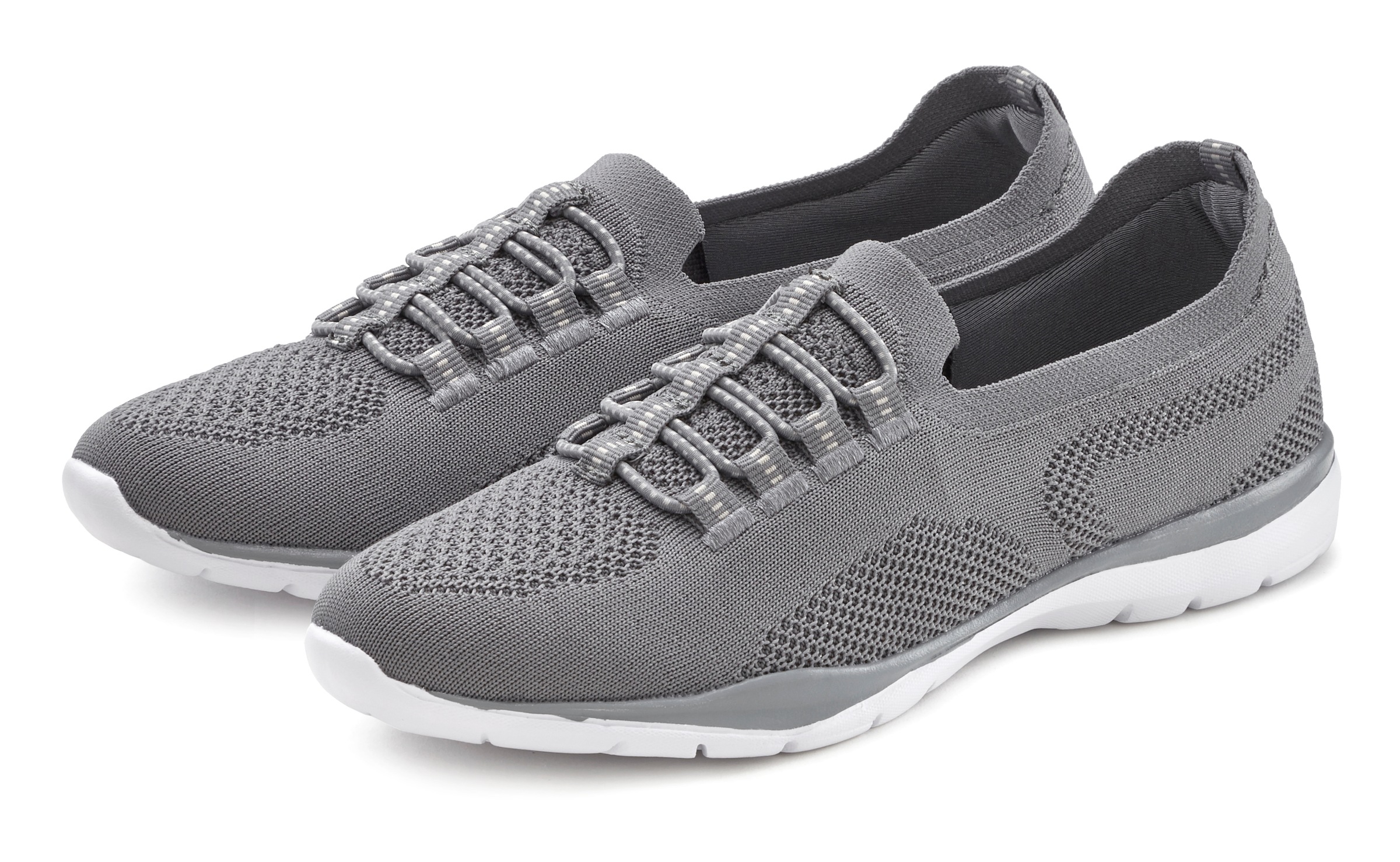 Sneaker LASCANA "Slipper, Halbschuh, Slip-On-Sneaker", Damen, Gr. 38, grau, Obermaterial: 100% Textilmaterial. Decksohle: 100% Textilmaterial. Futter: 100% Textilmaterial. Laufsohle: 100% Synthetik, unifarben, Basic, Schuhe Sneaker, aus leichtem Textil-Ma