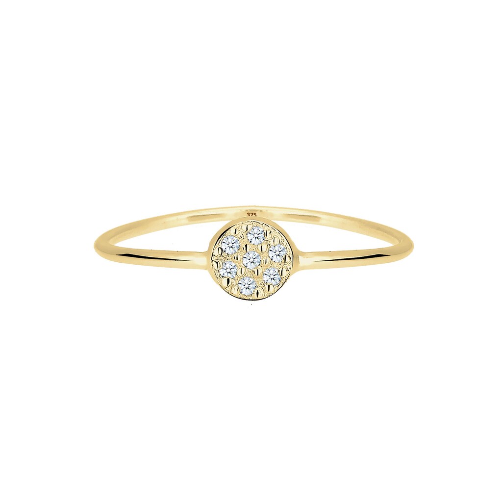 Elli DIAMONDS Verlobungsring »Kreis Scheibe Diamant 0.035 ct. 375 Gelbgold«