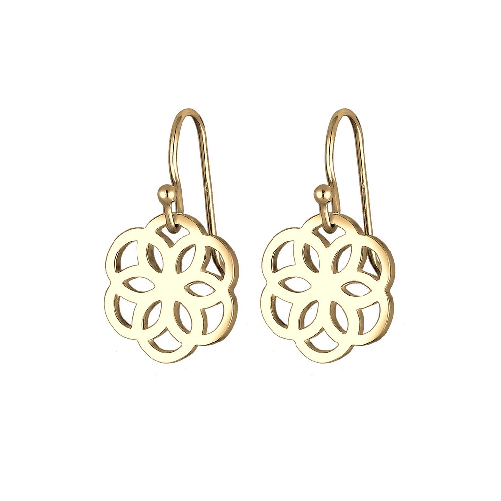 Elli Paar Ohrhänger »Blume Ornament Cut-Out Flower of Life Silber«