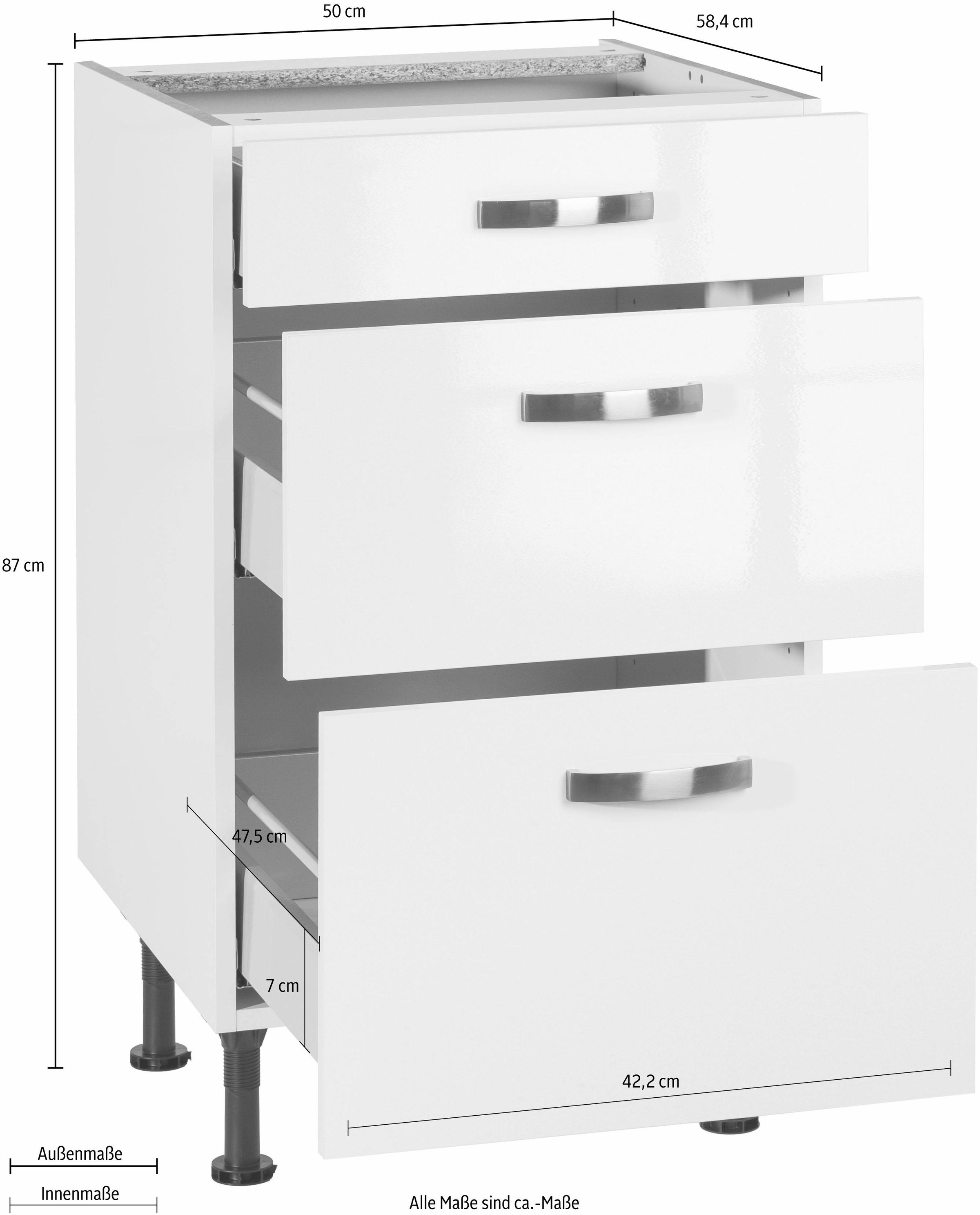 KOCHSTATION Unterschrank »KS-Cara«, Breite 50 cm, mit Vollauszügen und Soft-Close-Funktion