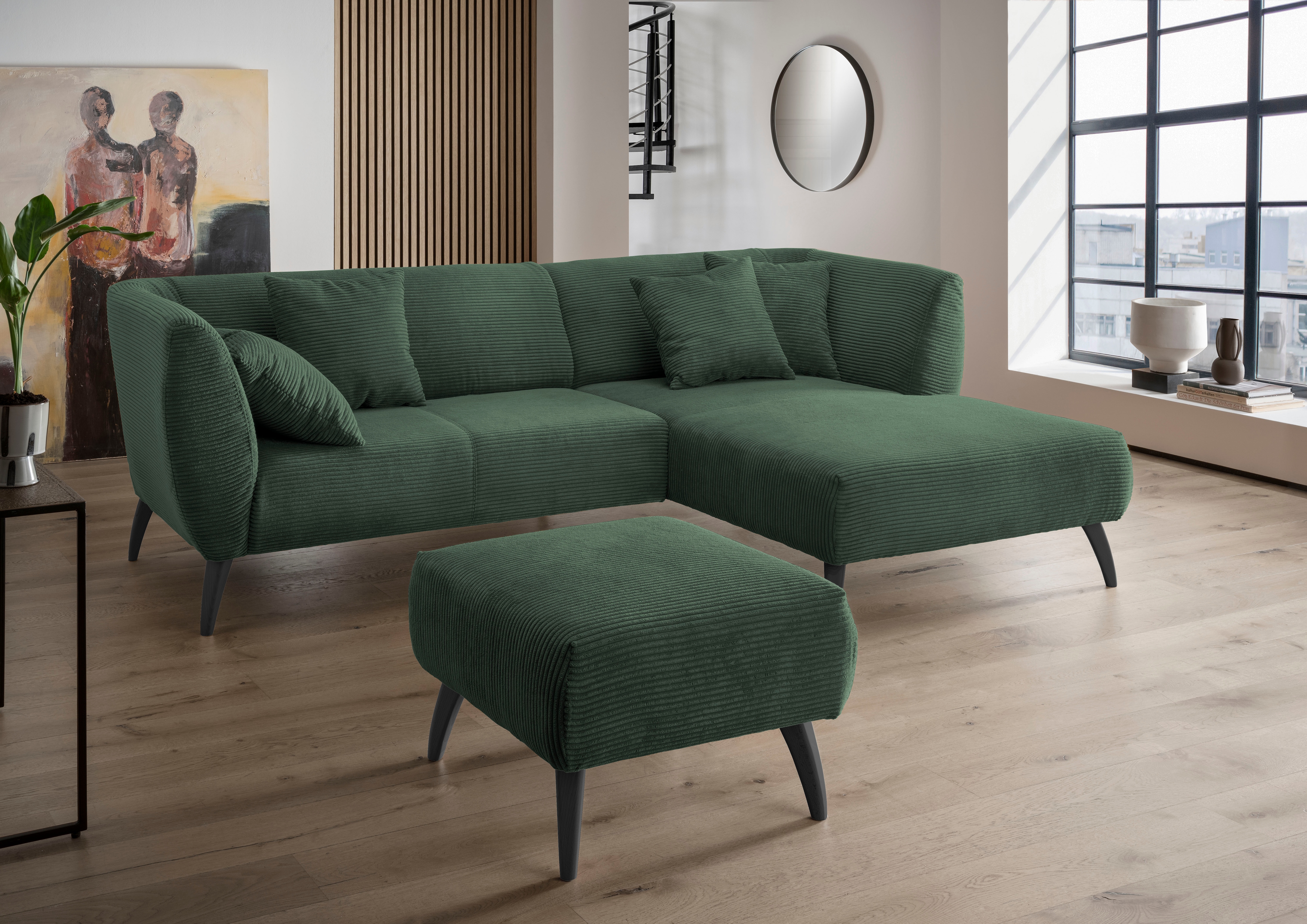 Home affaire Ecksofa "Lazio modern und bequem, schmale Armlehnen, tolle Detailverarbeitung" zwei verschiedene Fußfarben wählbar