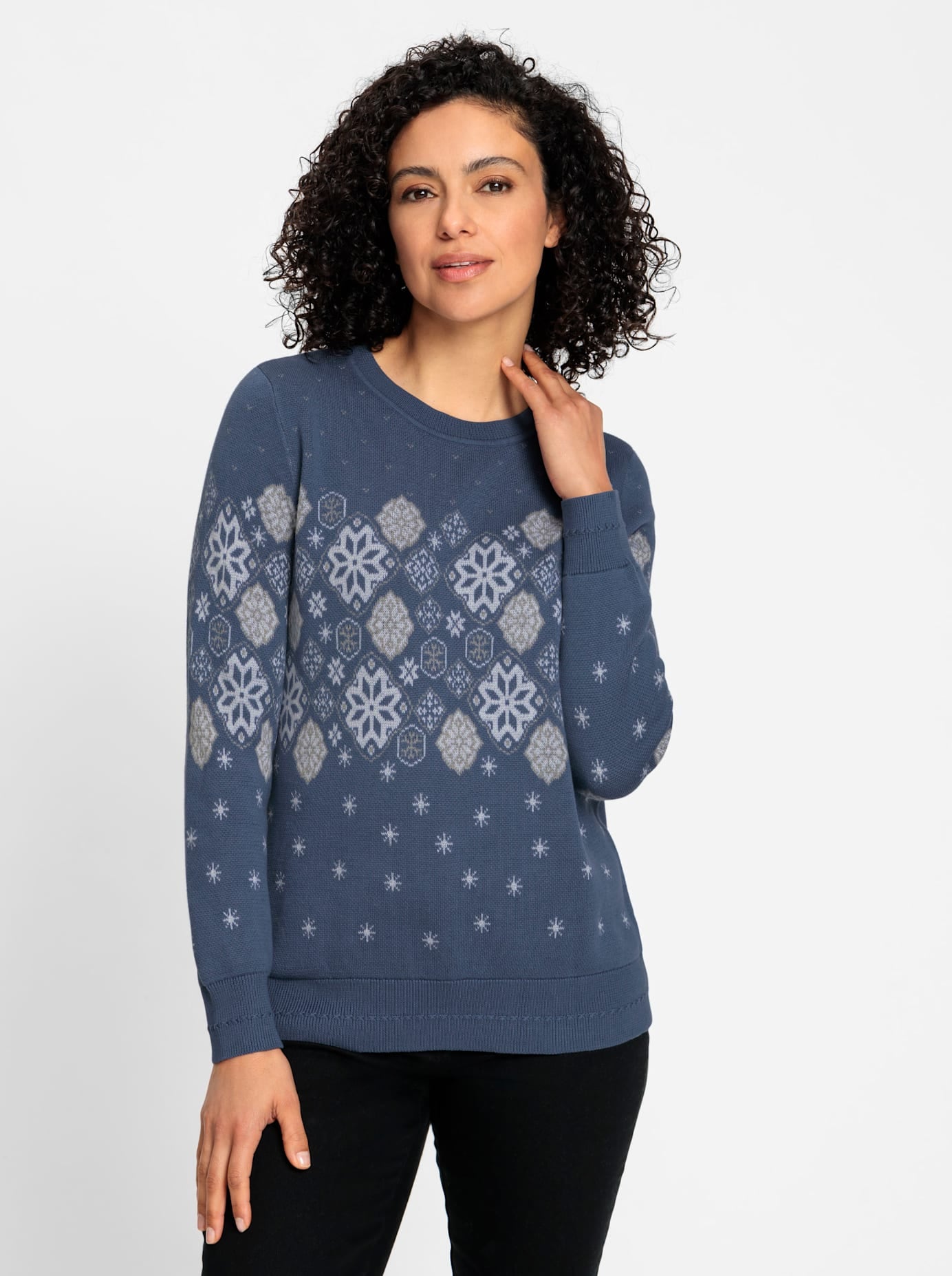 Inspirationen Rundhalspullover "Jacquard-Pullover" günstig online kaufen