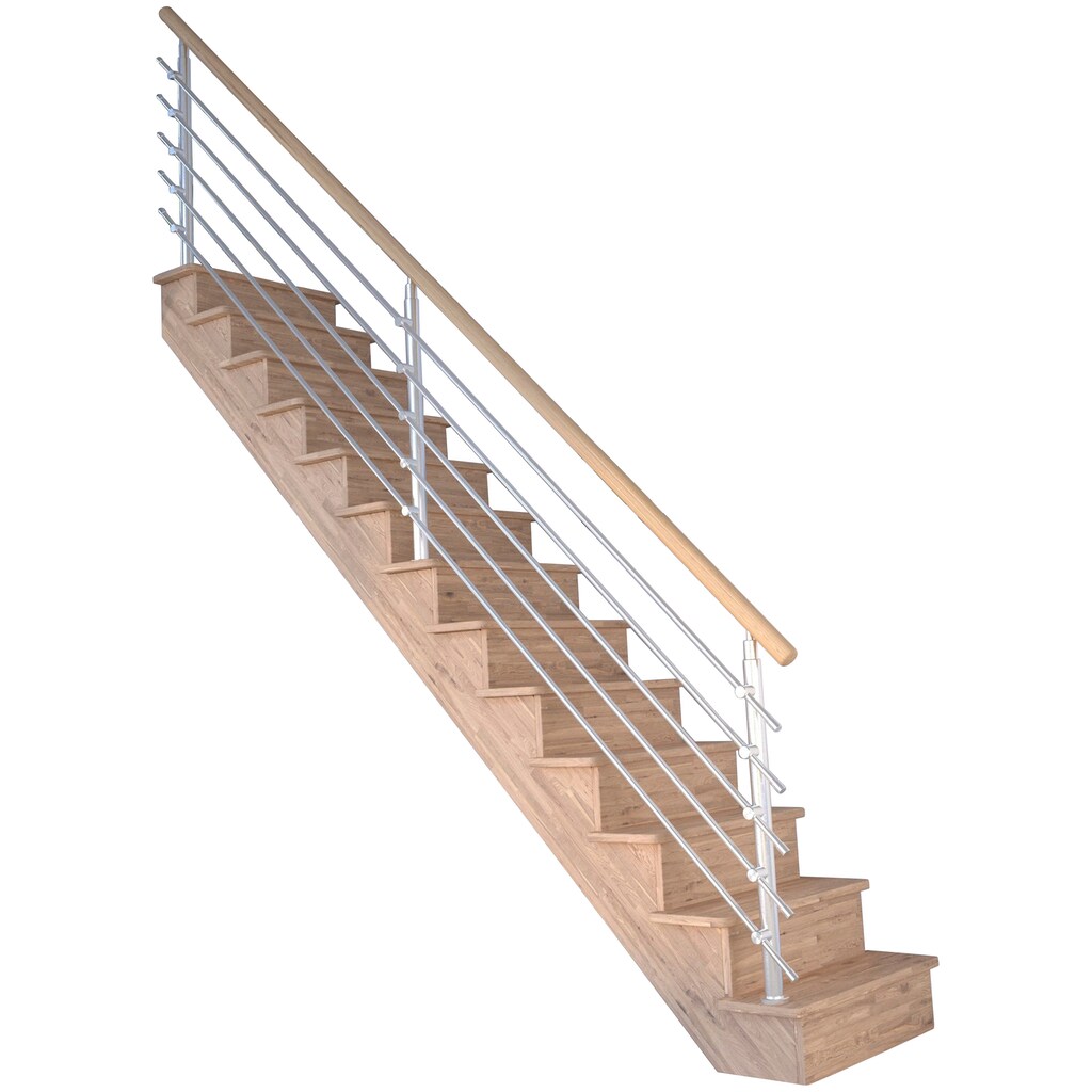Starwood Systemtreppe »Massivholz Lindos, Design-Geländer Edelstahl«
