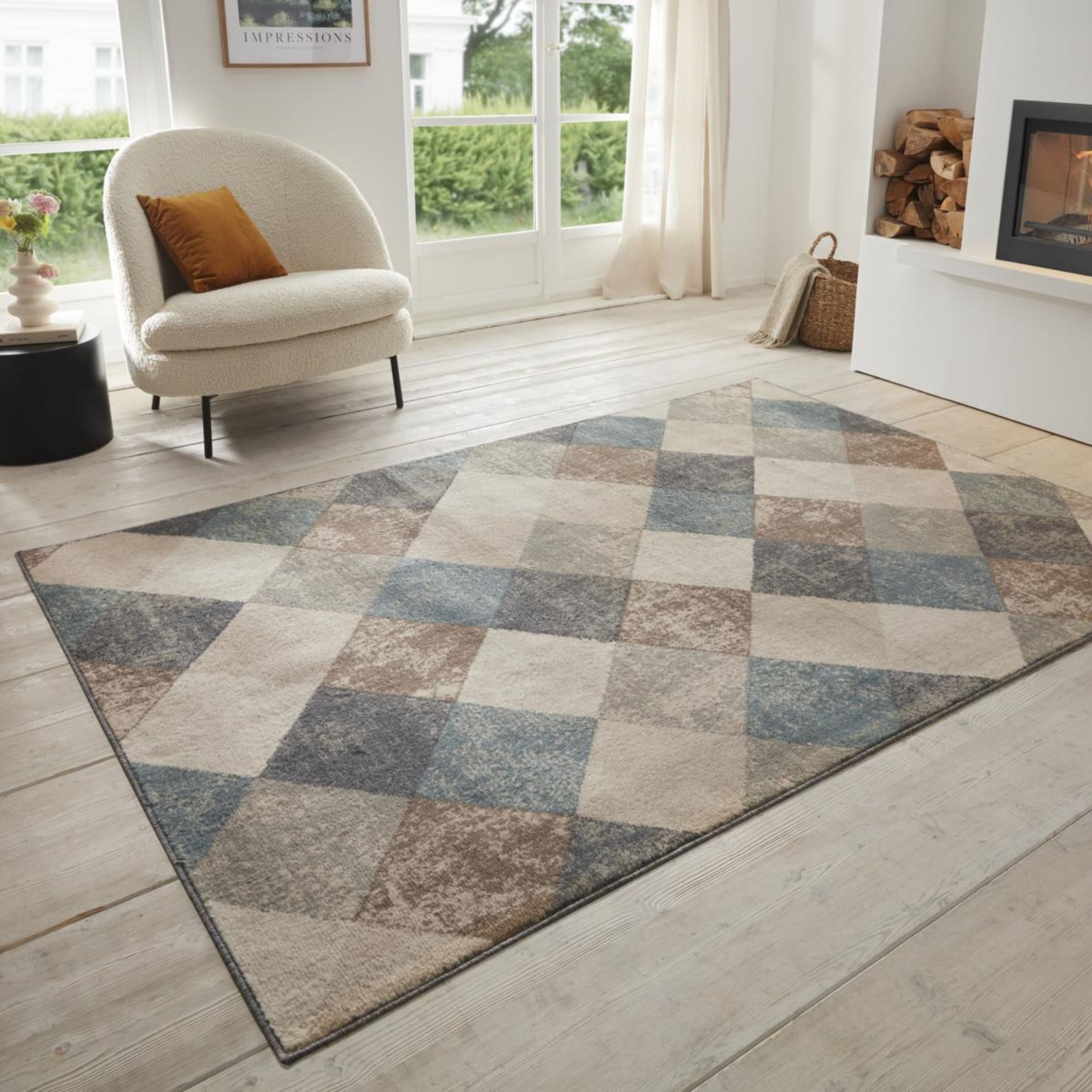 Teppich HANSE HOME "Bakke", beige (creme), B:80cm H:8mm L:120cm, Polypropylen (PP), Teppiche, Teppich, Kurzflor, Läufer, Rauten-Muster, Wohnzimmer, Schlafzimmer, Esszimmer