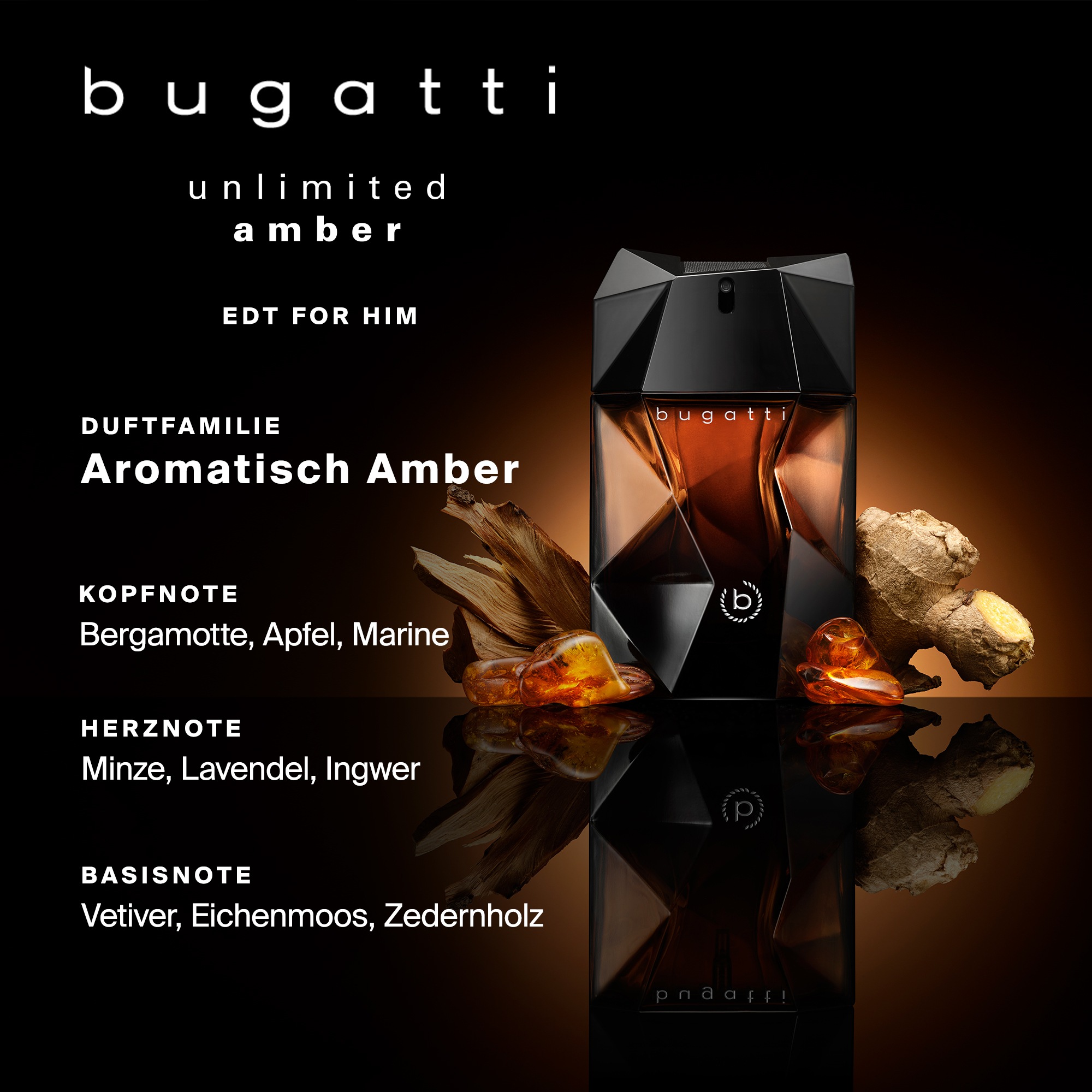 bugatti Eau de Toilette »bugatti unlimited amber for him EdT 100ml«