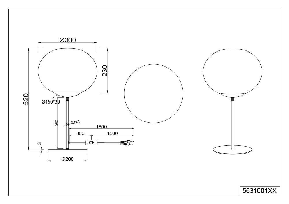 TRIO Leuchten Tischleuchte »FOMENTO, Tischlampe mit Glasschirm Ø 30cm, exkl 1x E27 max 40W« E27 1 Stk. warmweiß - kaltweiß Tischleuchte Metall mit Glas Lampenschirm, Glas opalweiß Höhe 52cm
