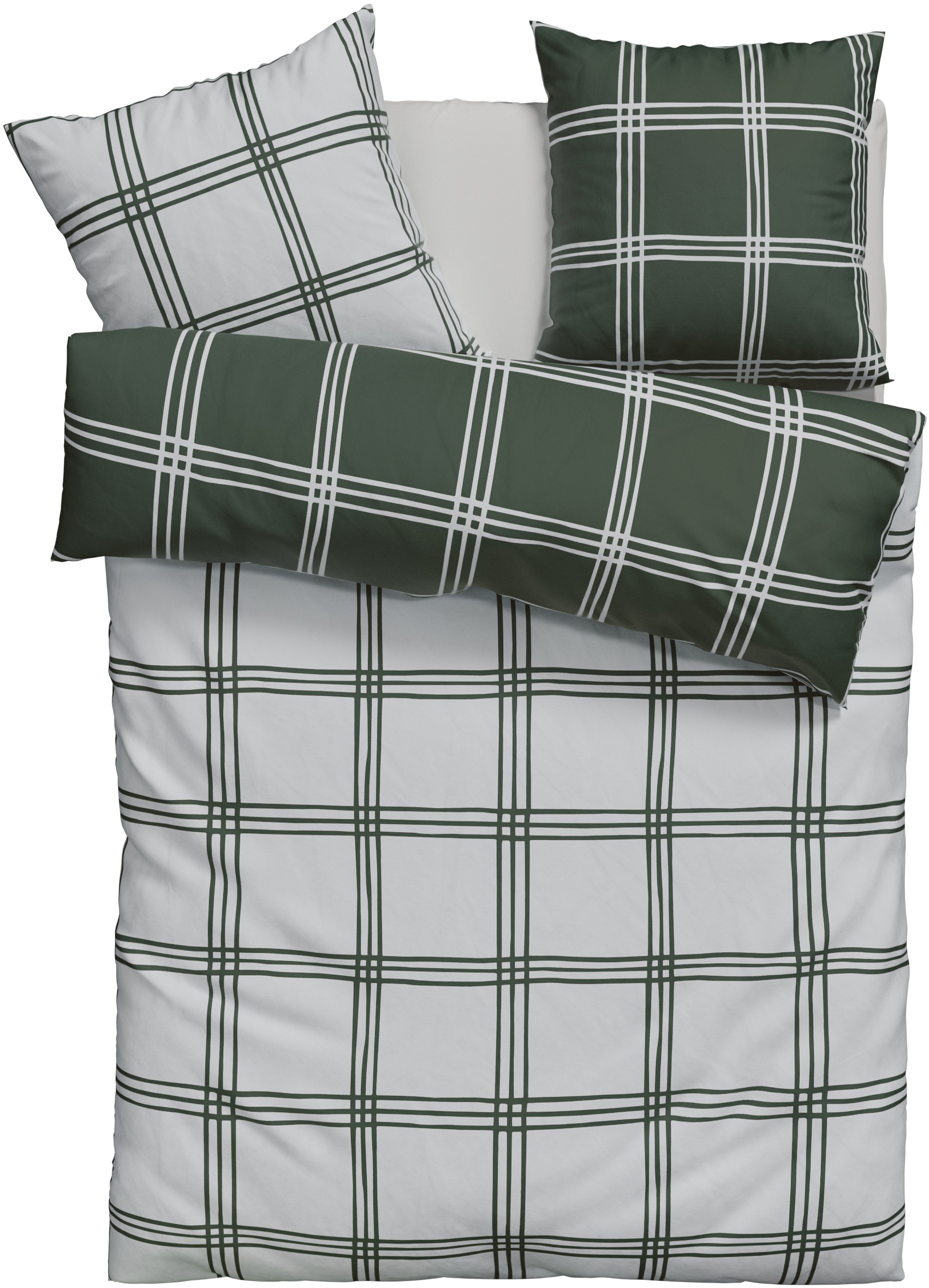 my home Wendebettwäsche "Karo" 2 Stk. tlg. karierte Bettwäsche aus Baumwoll günstig online kaufen