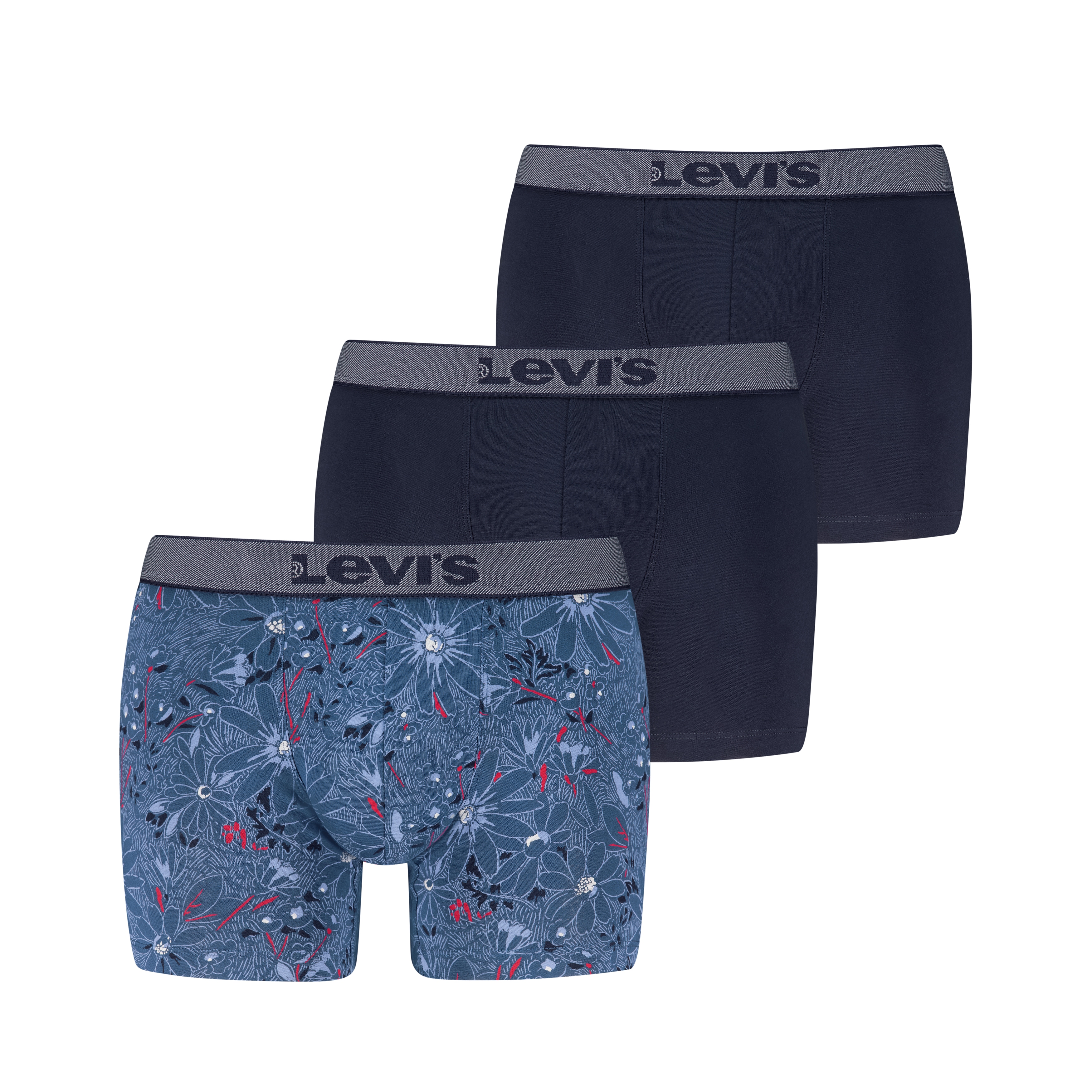 Levis Boxershorts "LEVIS MEN HATCH FLWR AOP BOXER BRIEF 3P" mit Logobund und ohne Eingriff