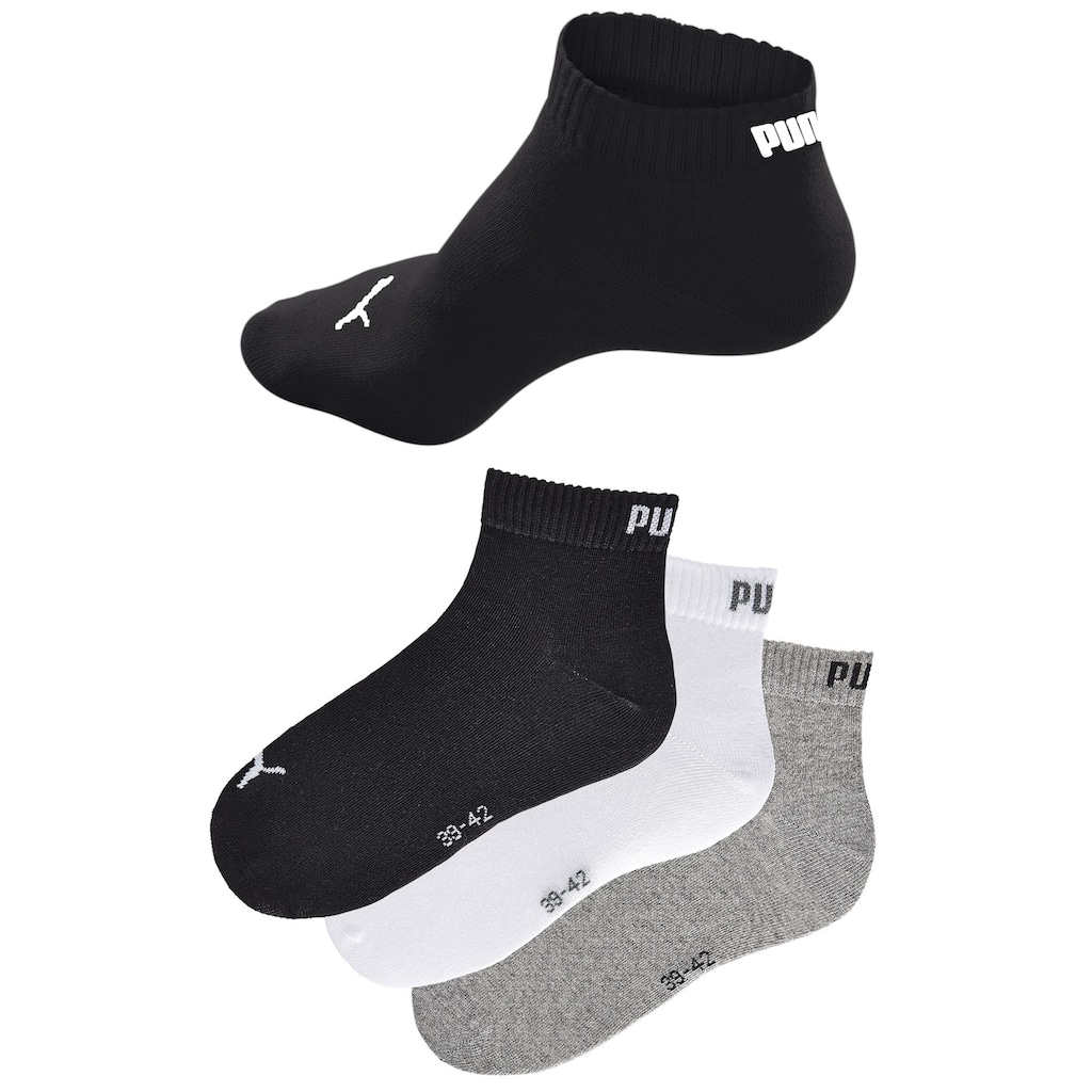 PUMA Kurzsocken, (3 Paar), mit Rippbündchen