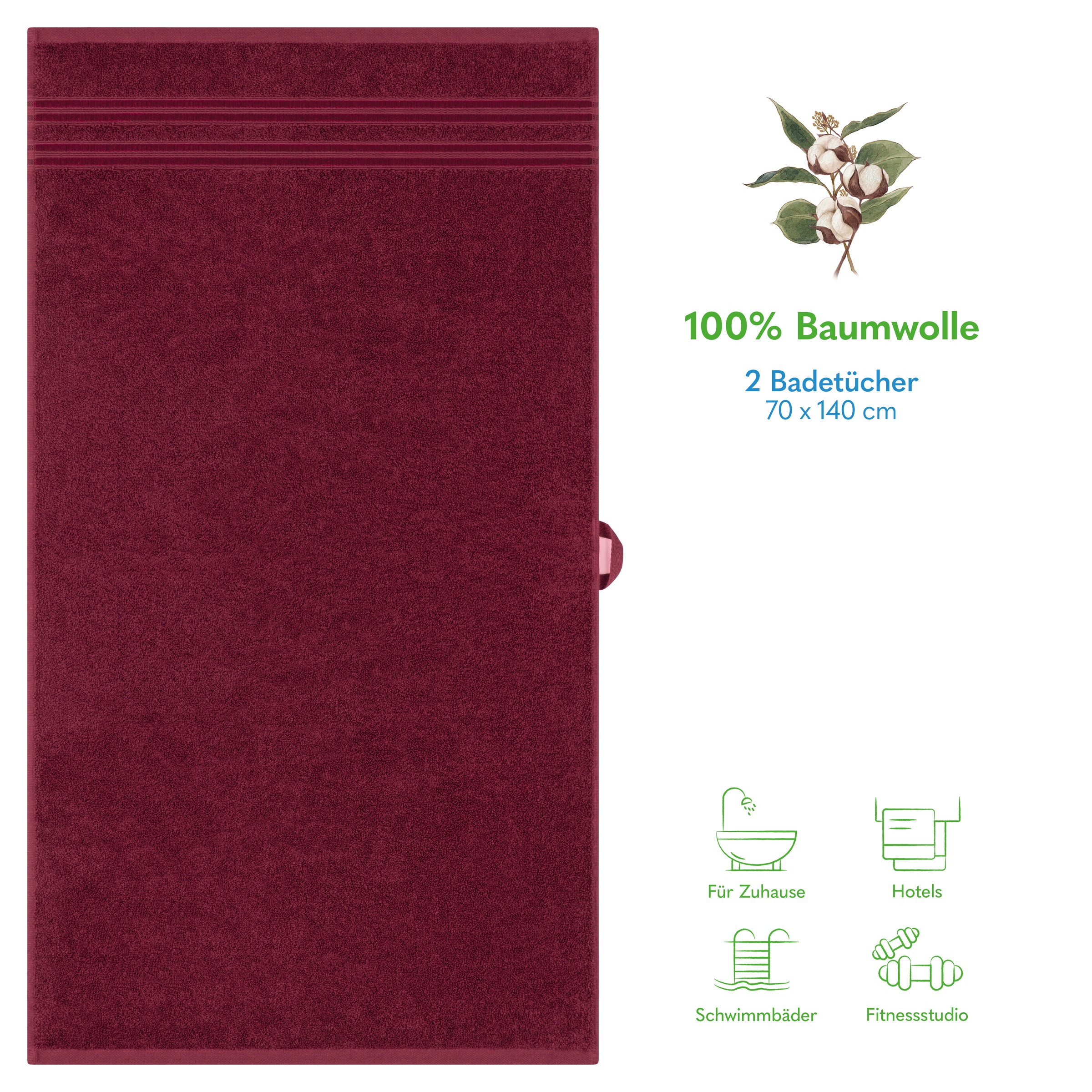 HAMMETEX Duschtuch "2er Set Badetücher 70x140 cm, 100% Baumwolle, Weich & S günstig online kaufen