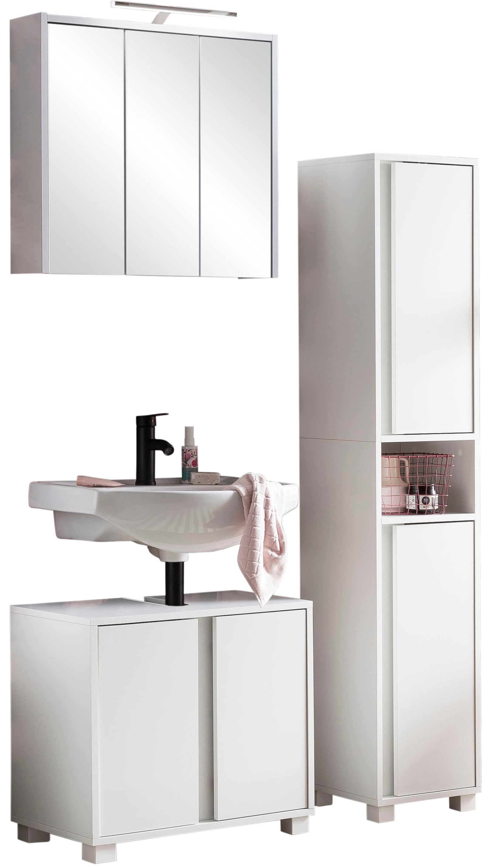 INOSIGN Badmöbel-Set »Dex«, (3 St.), bestehend aus Waschbeckenunterschrank,  Hochschrank, Spiegelschrank kaufen | BAUR