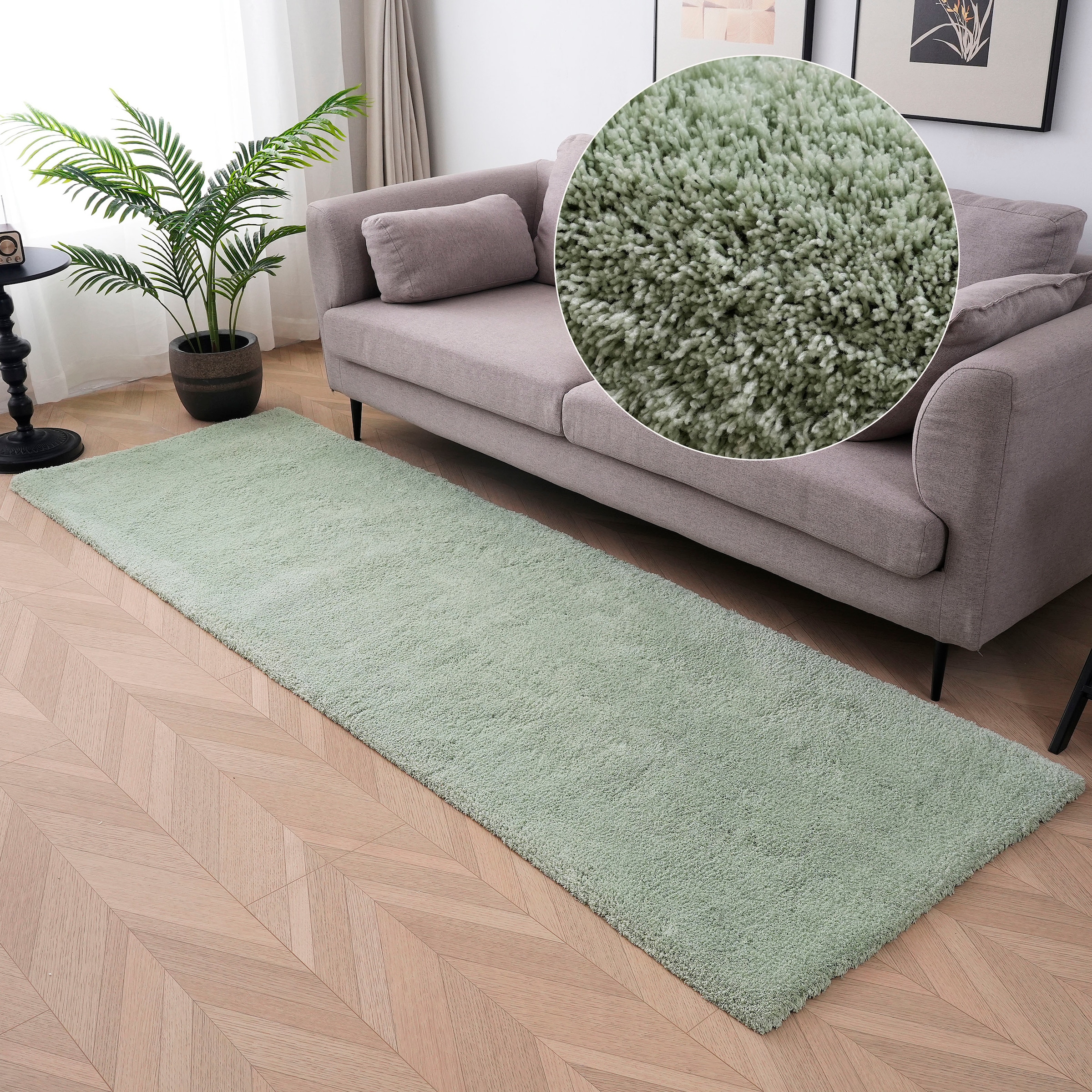 my home Hochflor-Läufer »Microfaser Teppich Magong, besonders weich, sehr feiner Flor«, rechteckig, 25 mm Höhe, uni Teppiche, Wohnzimmer, Schlafzimmer, Kinderzimmer, Flur, Brücke