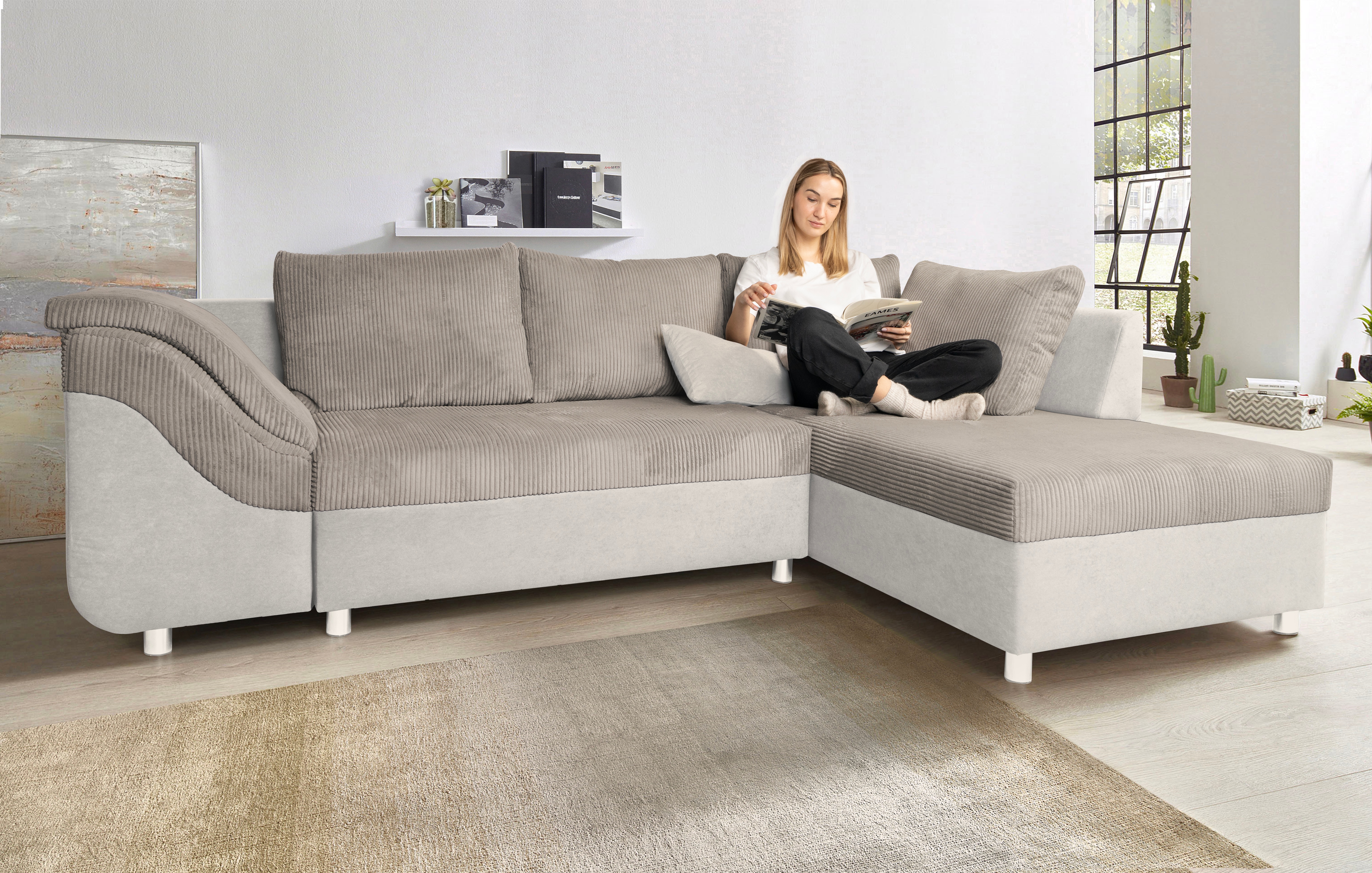 COLLECTION AB Ecksofa "Sally L-Form, B: 256 cm" 1 Zierkissen, optional Schlaffunktion & Bettkasten