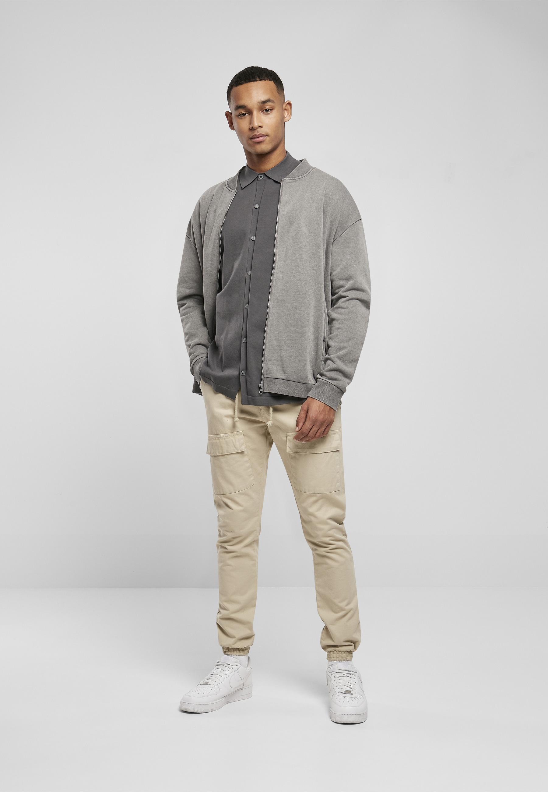 URBAN CLASSICS Bomberjacke »Urban Classics Herren Washed Sweat Bomber« 1 Stk. tlg. ohne Kapuze