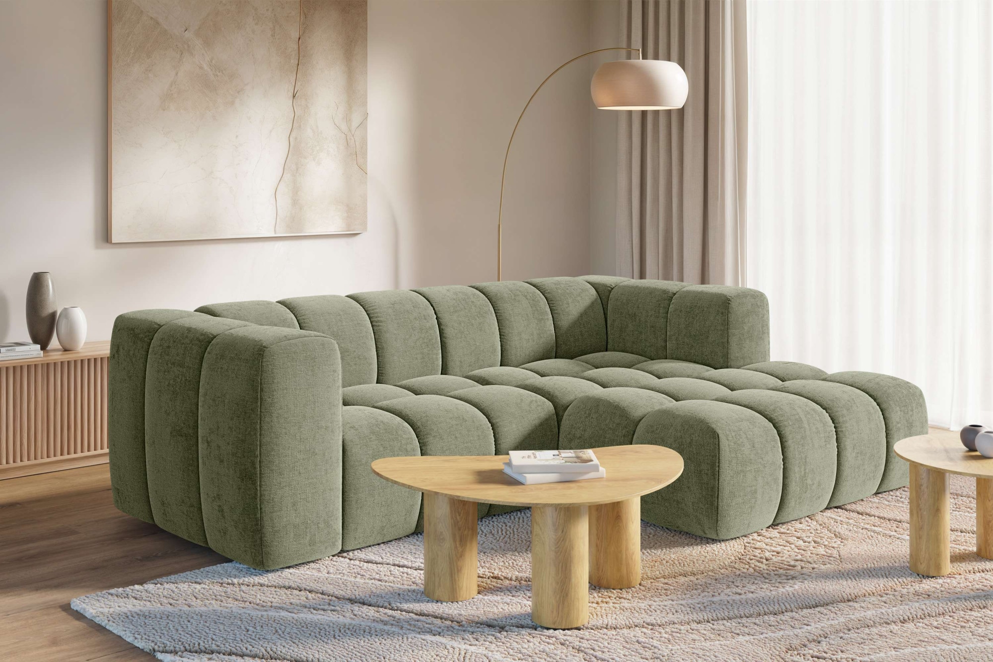 homsy by Ana Johnson Ecksofa ""L" BOUBELLE L-Form, Design-Sofa, Bubble-Optik, Breite 247 cm" hoher Sitzkomfort dank Wellenunterfederung, L Sitztiefe 63 cm