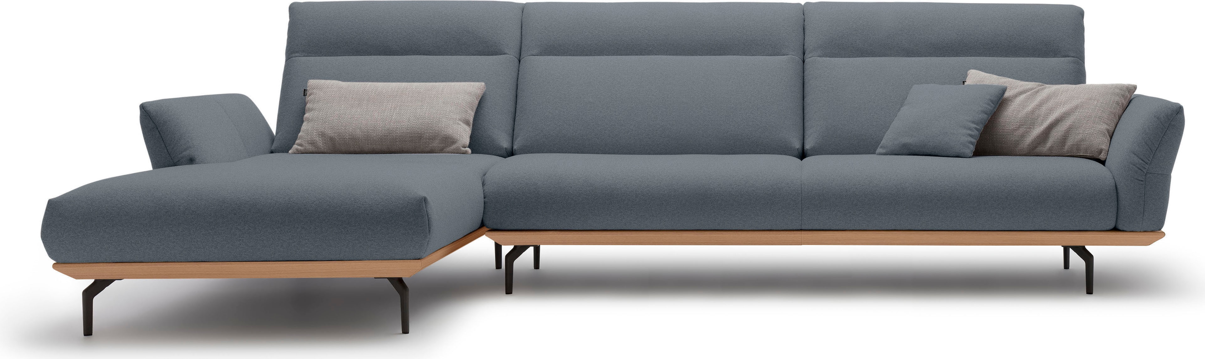 Creation BY ROLF BENZ Ecksofa "CR.460, Design-Sofa der Extraklasse, verstellbare Rückenlehne, L-Form" Sockel in Eiche, Winkelfüße in Umbragrau, Breite 338 cm